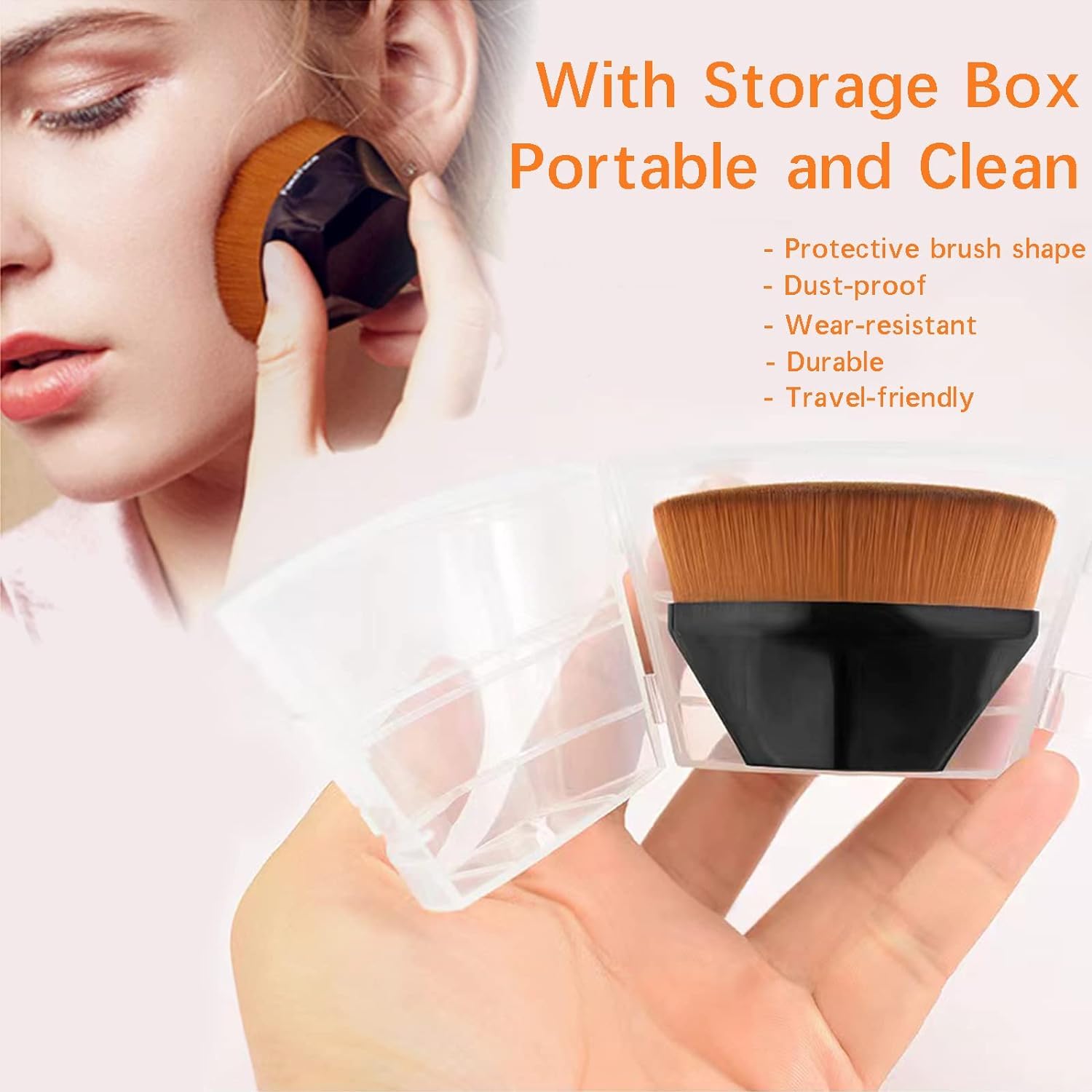 **Votvy Professional Foundation Makeup Brush Set with Travel Case - Liquid, Cream, Powder & Blush Blender for Flawless Finish | Perfect for Travel, Daily Makeup & On-the-Go Touchups**