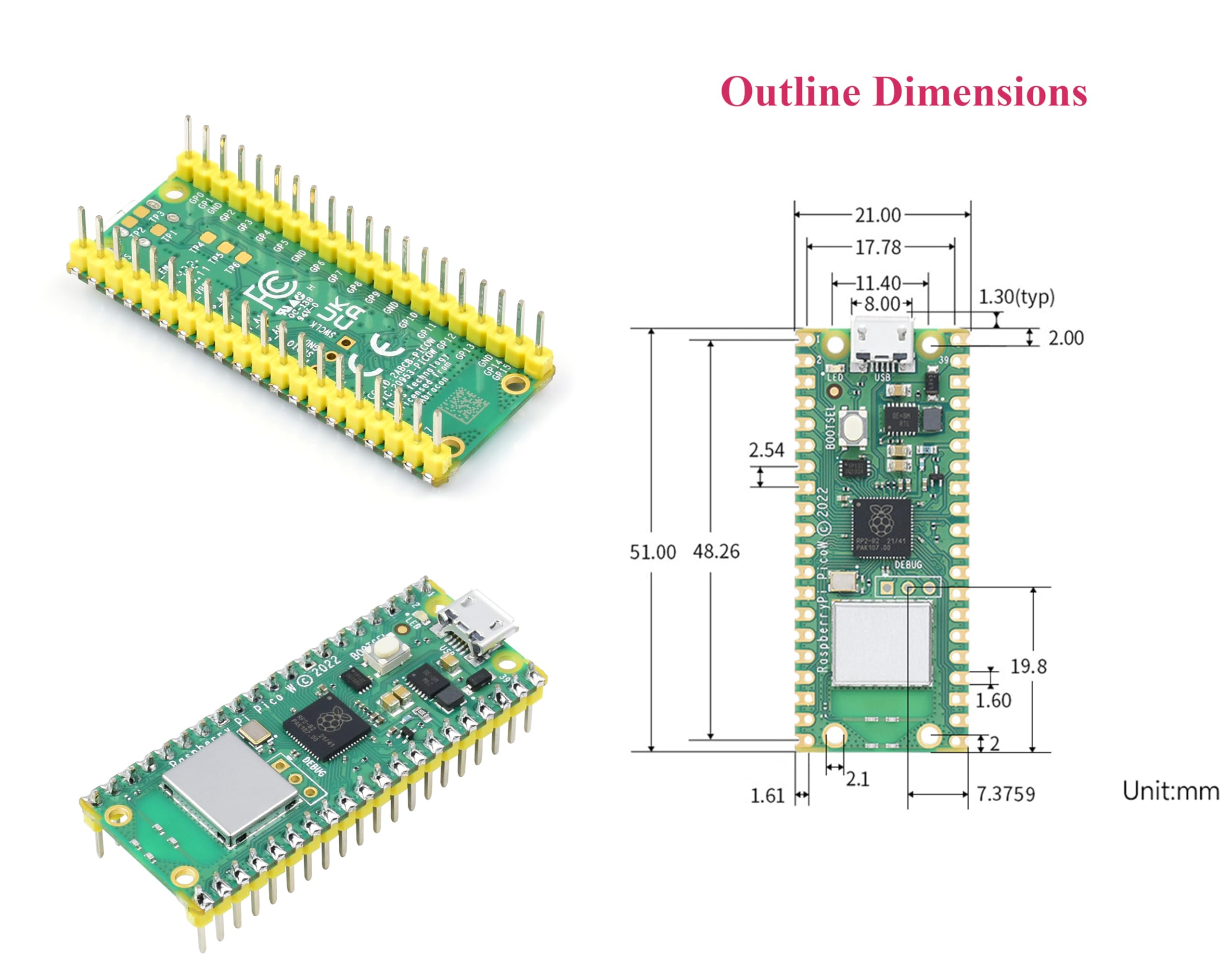 Raspberry Pi Pico W Pre-Soldered Header with WiFi 2.4GHz - RP2040 Dual-Core ARM Cortex M0+ Processor - Includes Pico W Board & Protective Case for IoT Projects, Robotics & DIY Electronics