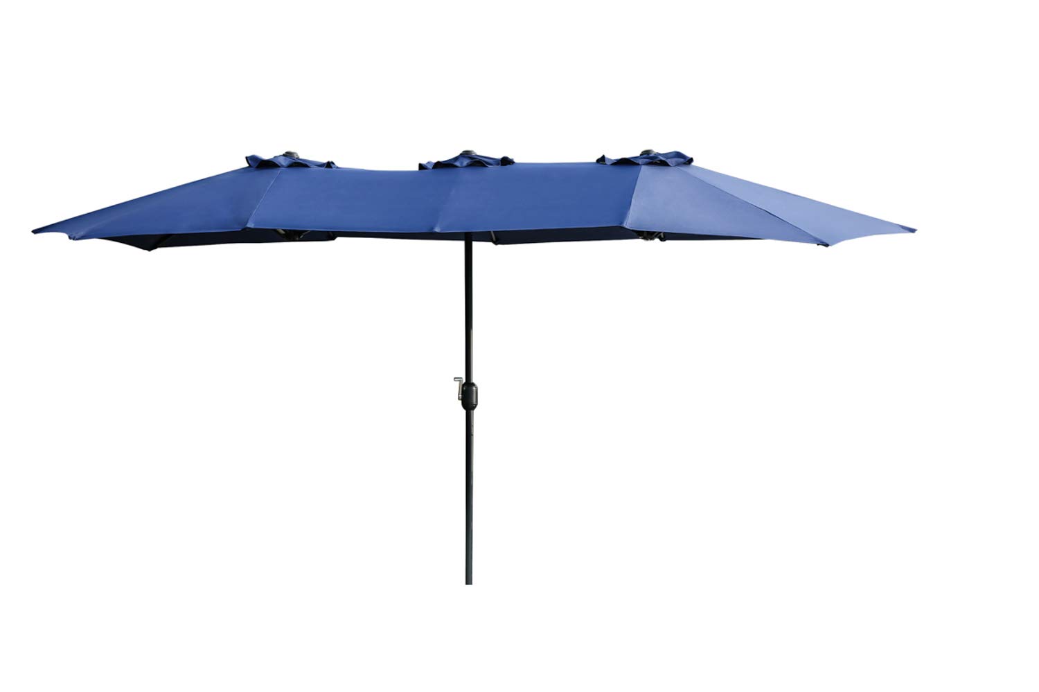 LOKATSE HOME 15ft Double-Sided Outdoor Patio Umbrella with Crank - Heavy Duty Aluminum Garden Market Umbrella with Twin Sun Canopy in 2-Tone Blue - Perfect for Poolside, Backyard, and Commercial Outdoor Spaces