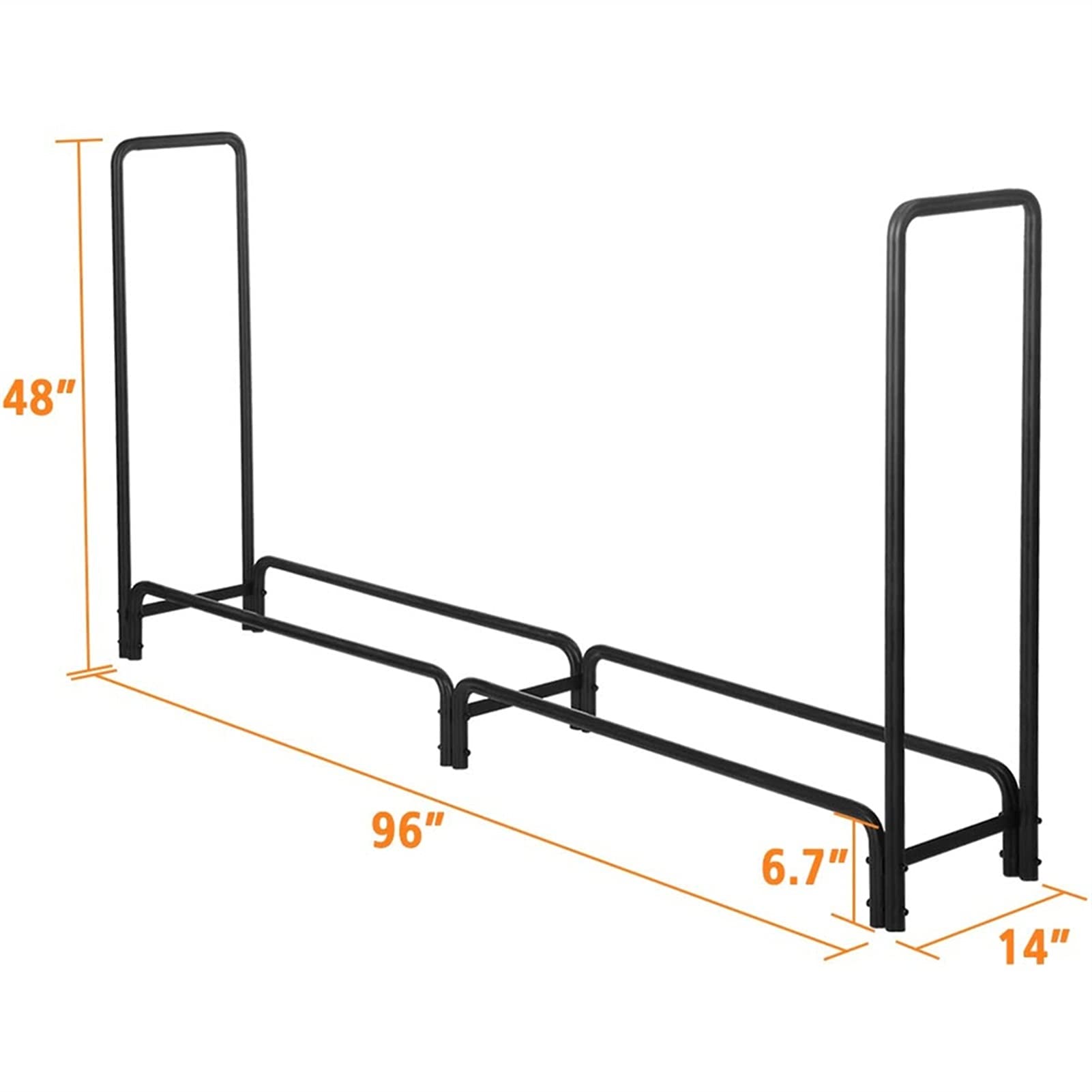 Black Metal Firewood Storage Rack - Durable Outdoor Wood Holder for Fireplace, Camping & Patio - Heavy Duty Firewood Organizer Shelf for Home, Warehouse & Backyard