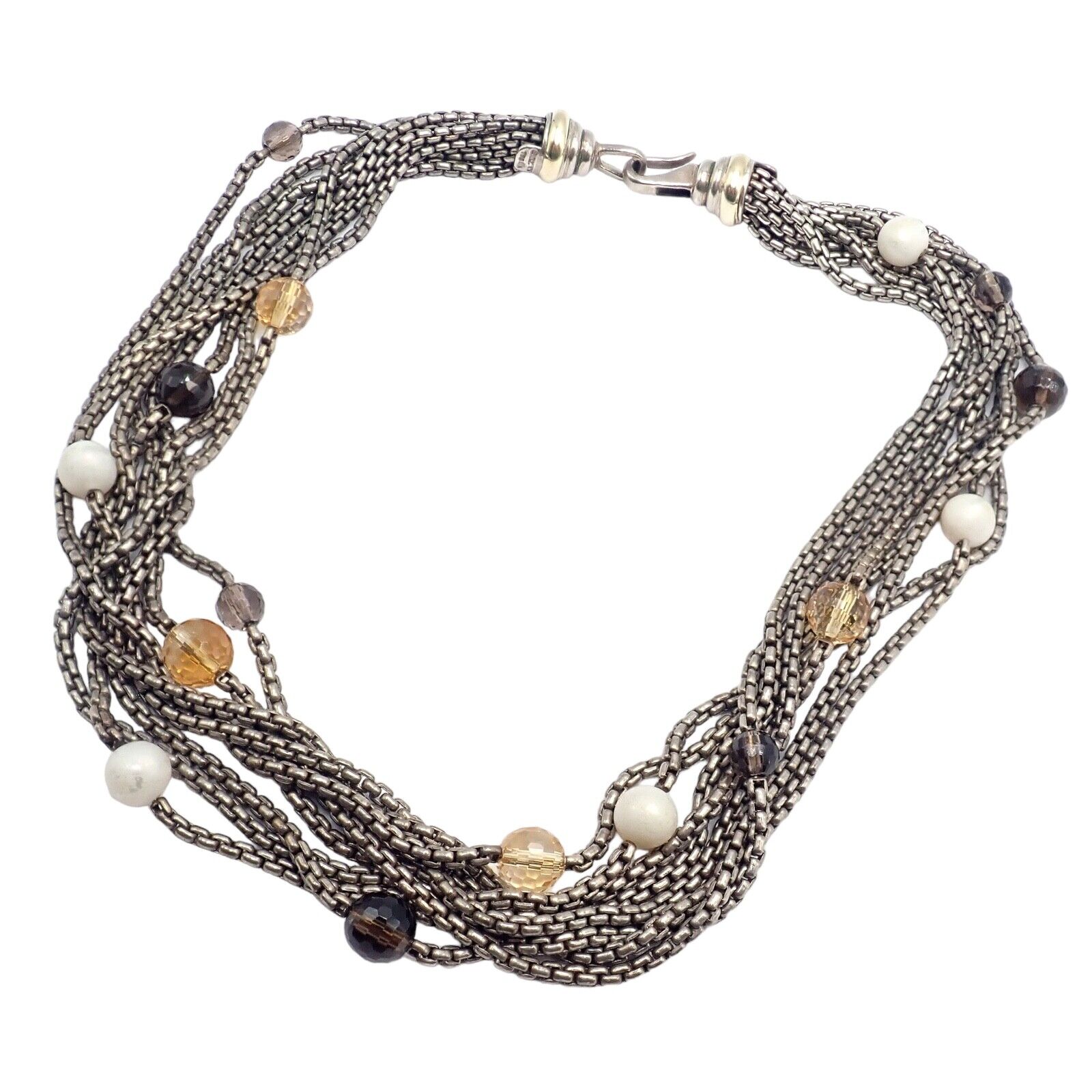 David Yurman DY 18k Yellow Gold & Sterling Silver 8-Strand Box Chain Necklace for Women - Elegant Layered Jewelry for Everyday Wear, Date Nights & Special Occasions