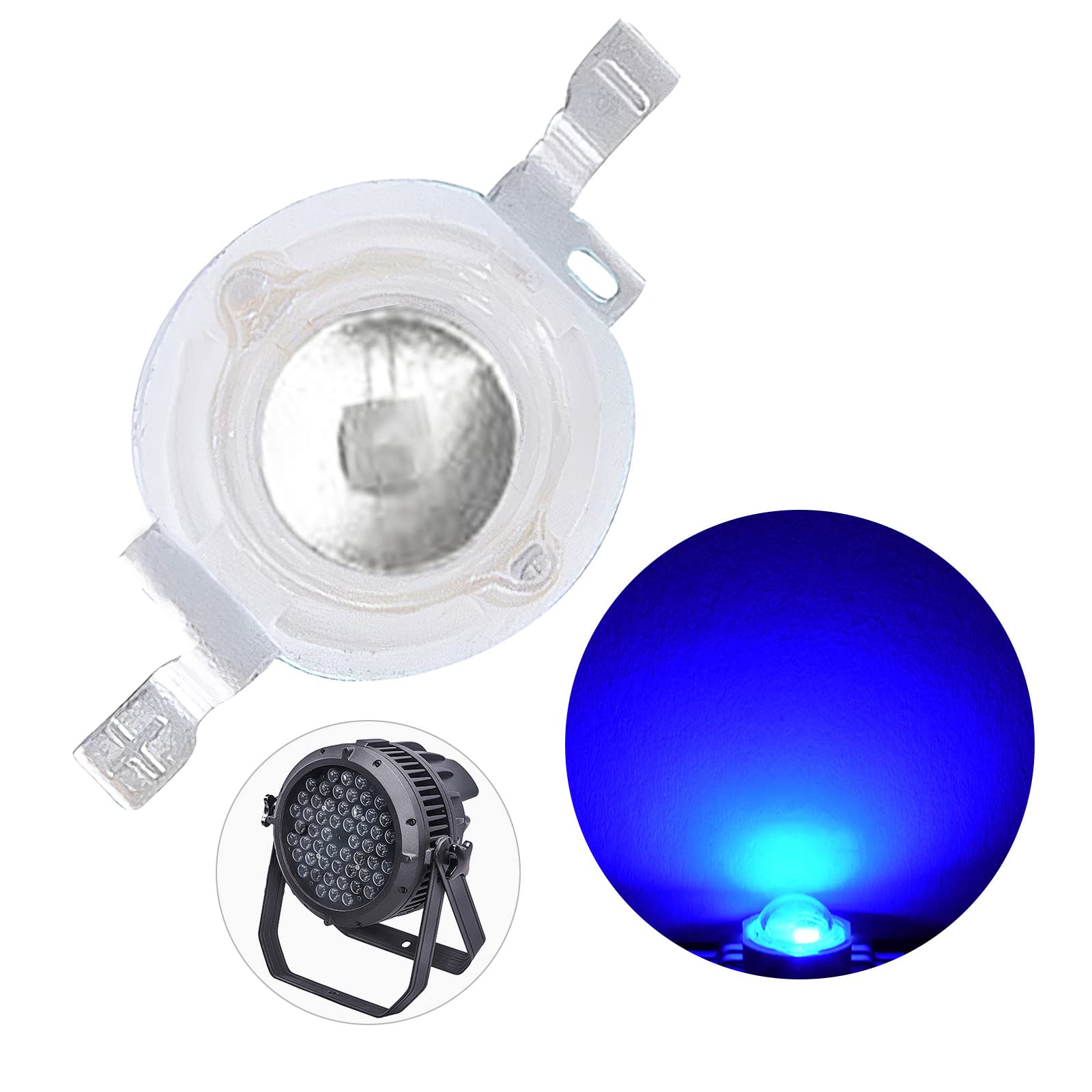 20-Pack 3W Blue LED Beads - High Brightness LED Chips & Bulbs for Stage Lighting, DJ Equipment, and Home Decoration
