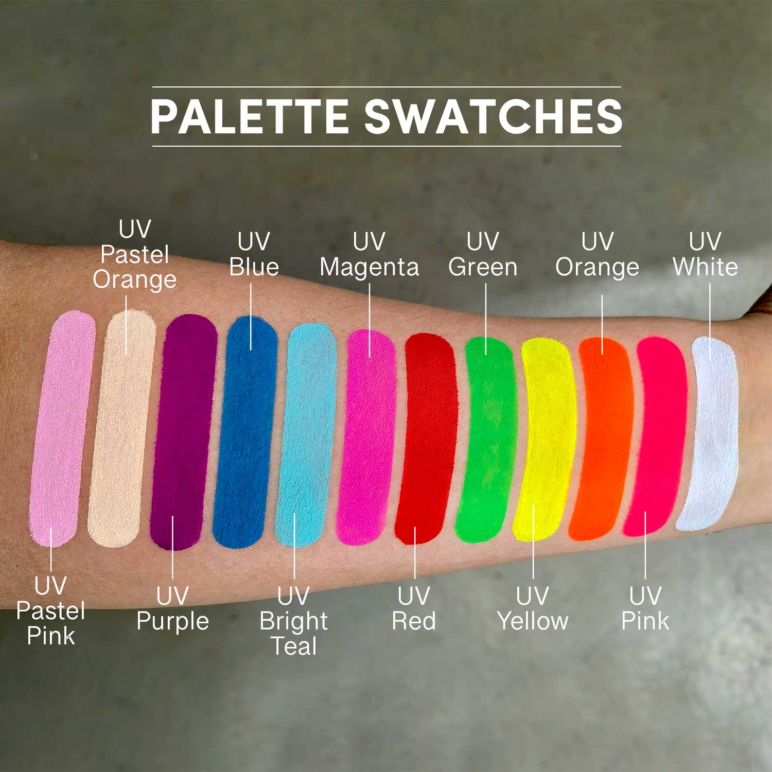 12 Color UV Water Activated Glow Body Paint Palette - Safe & Vibrant for Face & Body Art, Halloween, Cosplay & Festival Makeup
