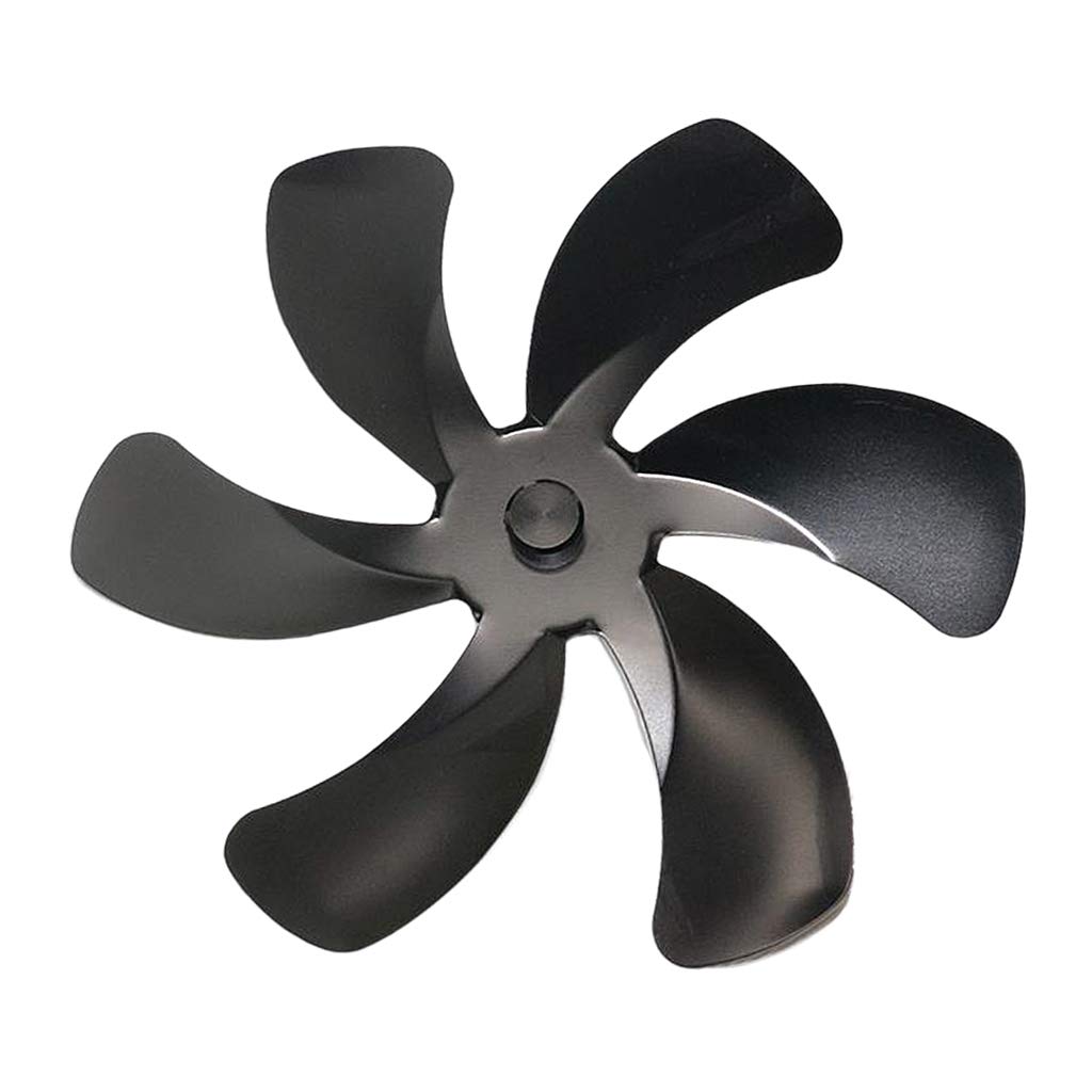 Baoblaze 6-Blade Replacement Wood Stove Fan - Silent Eco-Friendly Heat Circulator for Efficient Warmth Distribution - Black - Perfect for Fireplace, Cabin, and Home Heating