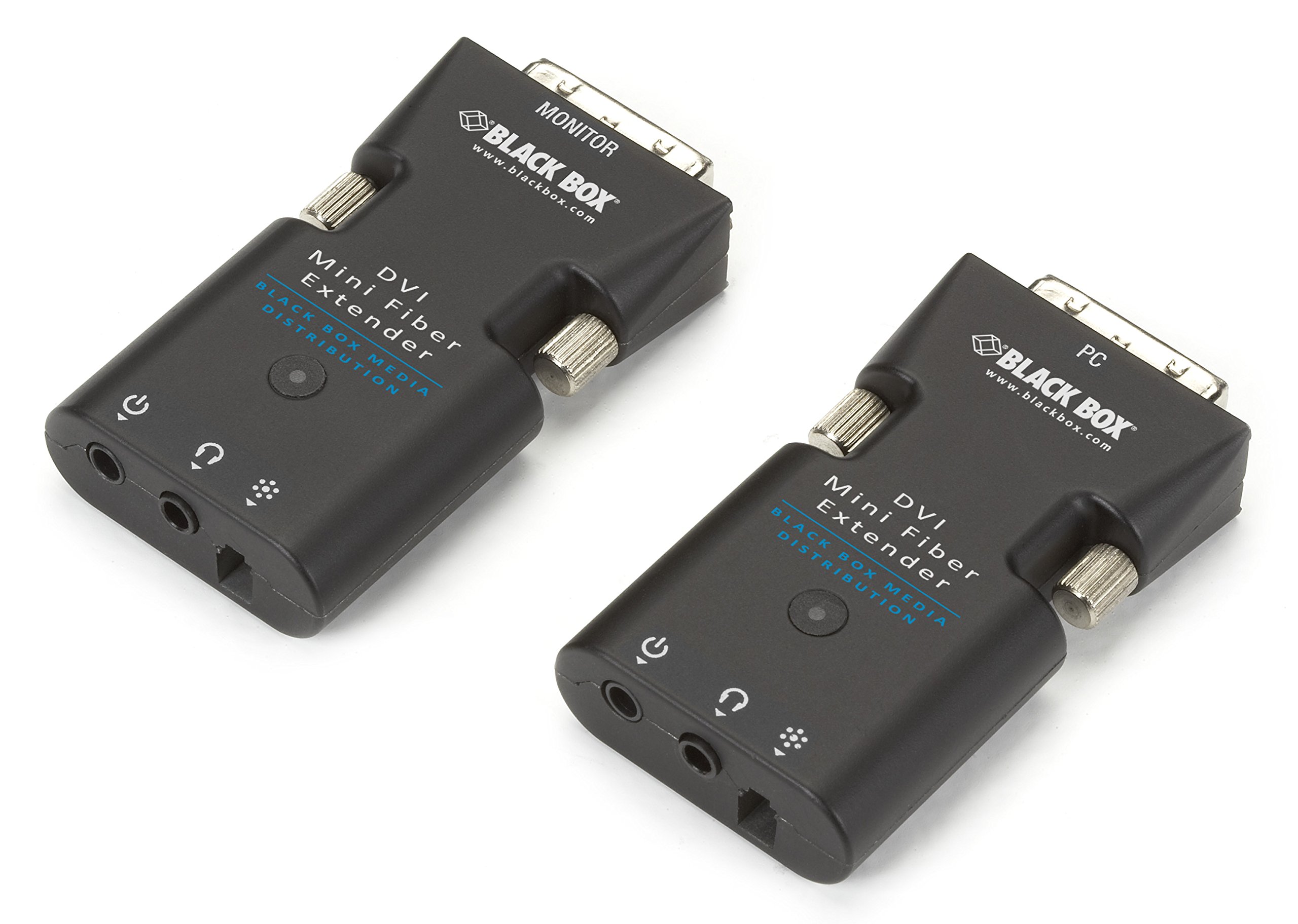Black Box Mini Extender Receiver - DVI-D & Stereo Audio Over Fiber Optic Transmission for Home Theater & Conference Rooms