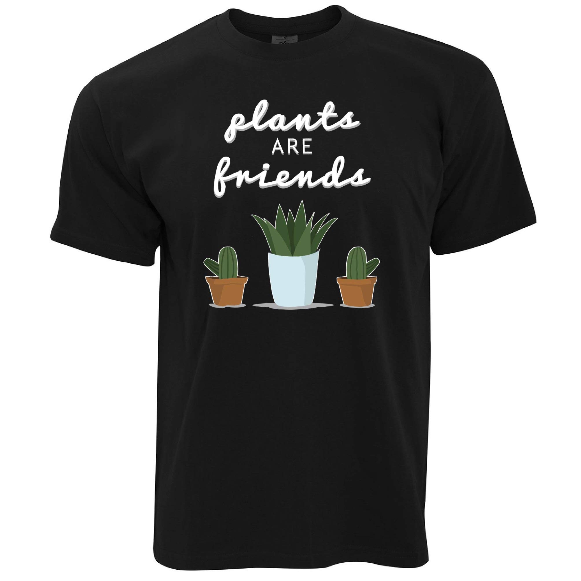 Cute Gardening T-Shirt for Women - Plants Are Friends Cactus Graphic Tee - Perfect for Plant Lovers, Gardeners & Outdoor Activities