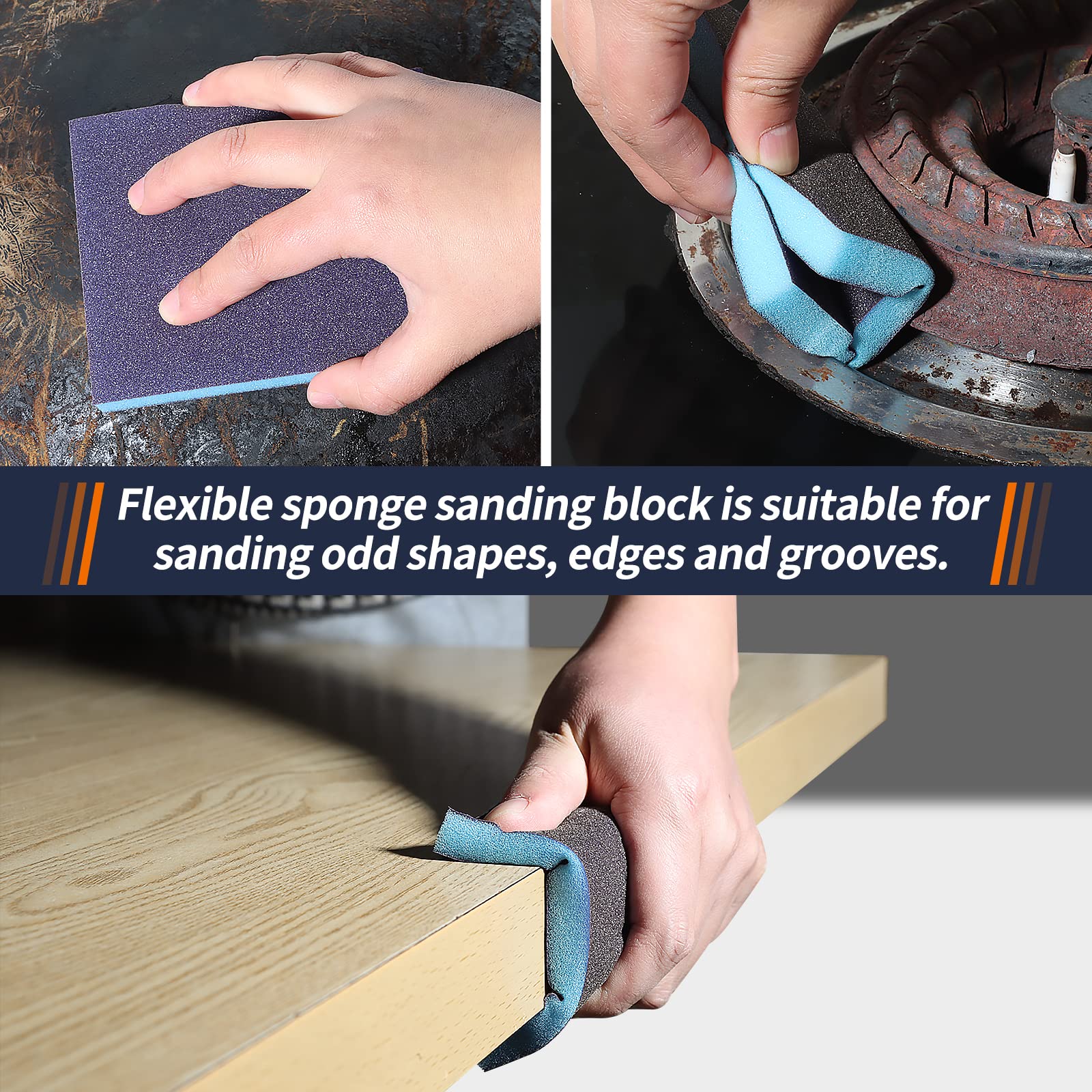 120-Piece 3-Inch Sanding Discs Kit with 2 & 3-Inch Backer Pads, Sanding Sponge & 1/4