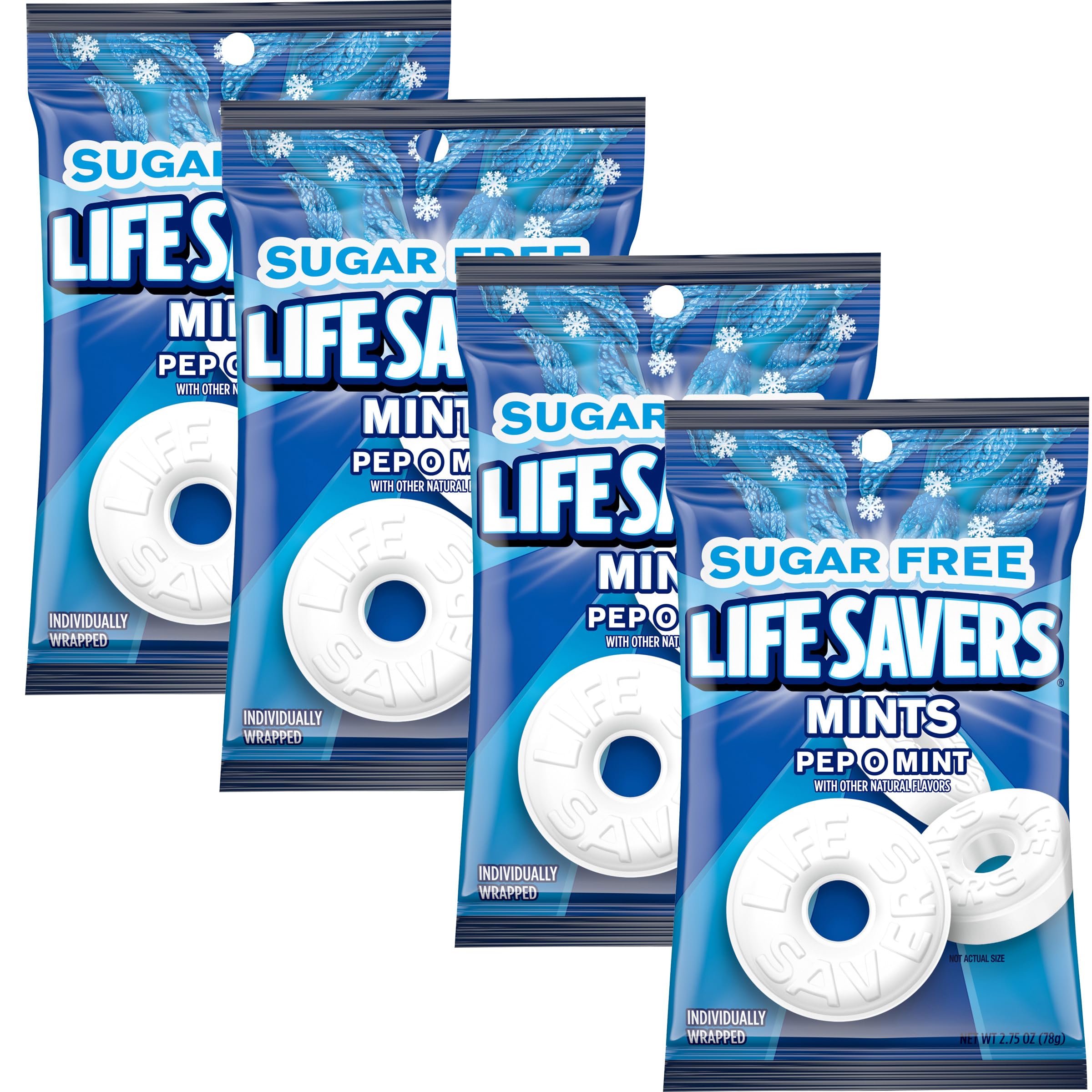 Sugar Free Lifesavers Pep O Mint Breath Mints - 2.75oz (Pack of 4) | Refreshing Peppermint Flavor | Perfect for Fresh Breath at Work, School & Social Events