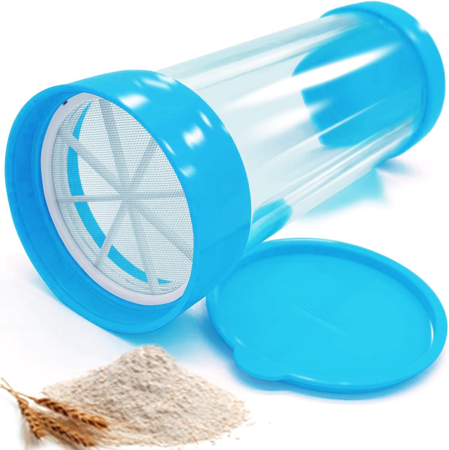 Premium Flour Sifter for Baking - Fine Mesh Sieve for Powdered Sugar, Bread & Cake Flour - Durable Kitchen Baking Tool (Blue) - Perfect for Home Bakers & Professional Chefs