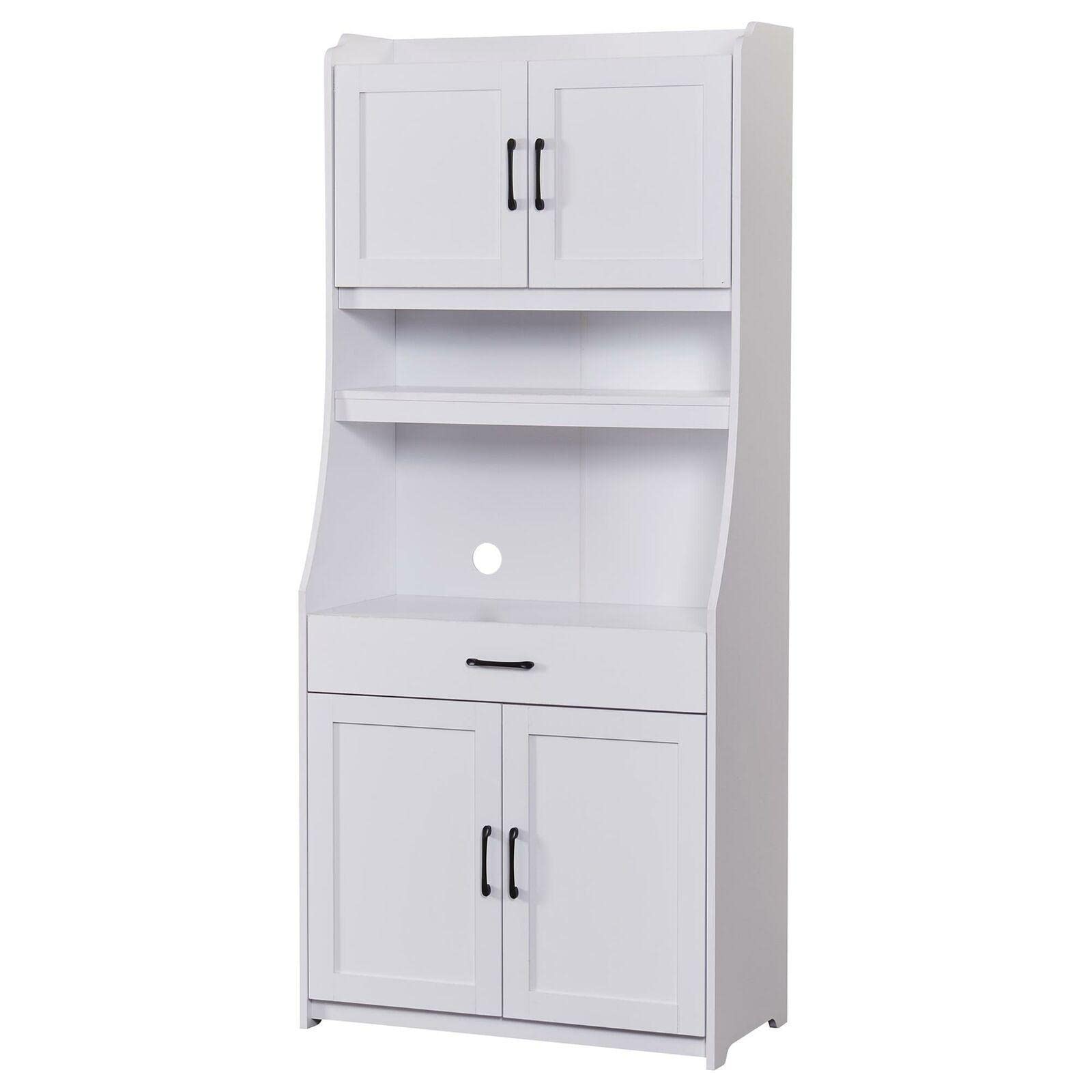 Tall Kitchen Pantry Cabinet Organizer with Drawers - White Storage Cupboard for Kitchen Organization | Perfect for Small Spaces, Pantry Storage & Kitchenware Organization