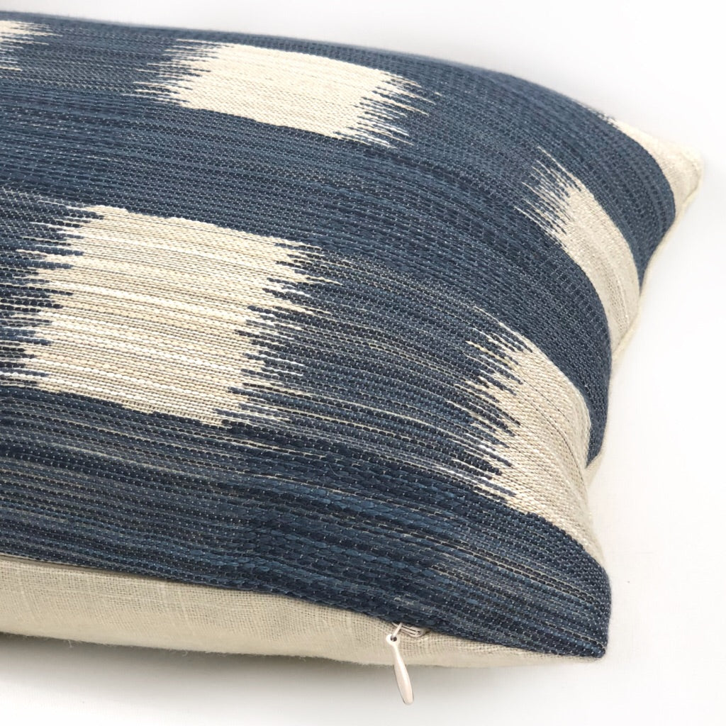 Kravet Ikat Plaid Check Blue & Off White Geometric Pillow Cover - Decorative Throw Pillow Case for Sofa, Bed & Home Decor