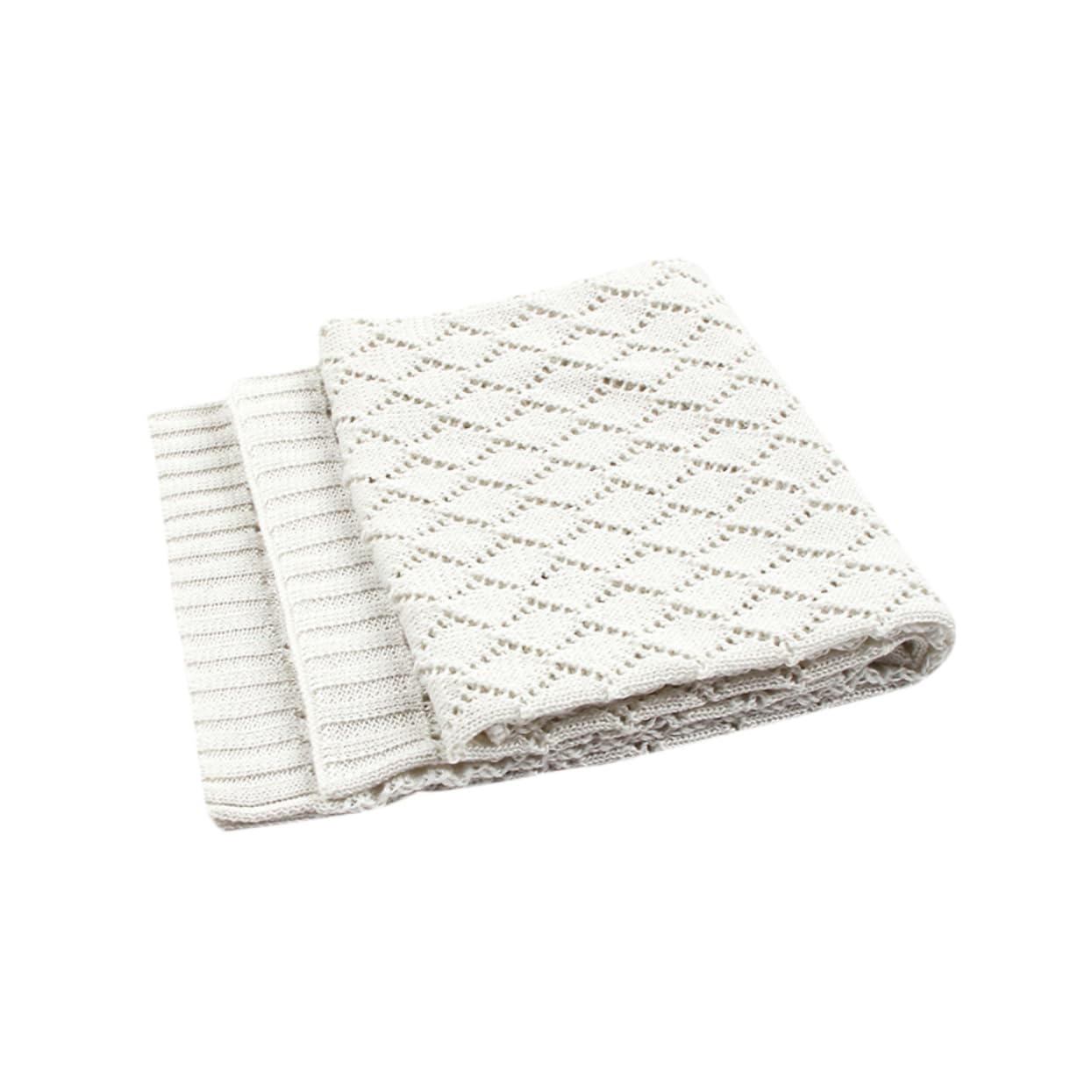 Amosfun Baby Muslin Swaddle Blanket - Soft Breathable Stroller Wrap, Knitted Couch Blanket for Newborns & Toddlers - Winter Warm Hollow Out Design (White) | Perfect for Strollers, Car Seats & Nursery Comfort