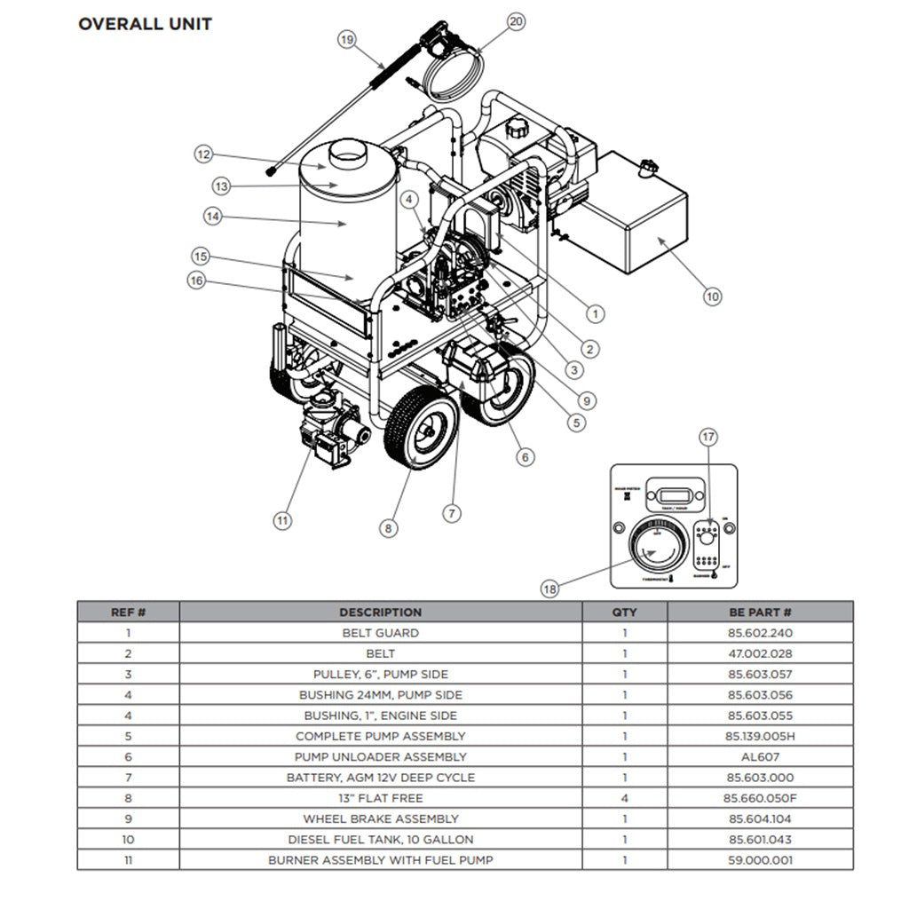 HW4013HBG BE Hot Water Pressure Washer Parts - Replacement Components for Commercial & Industrial Cleaning Equipment | Perfect for Car Wash, Construction Site, and Factory Maintenance