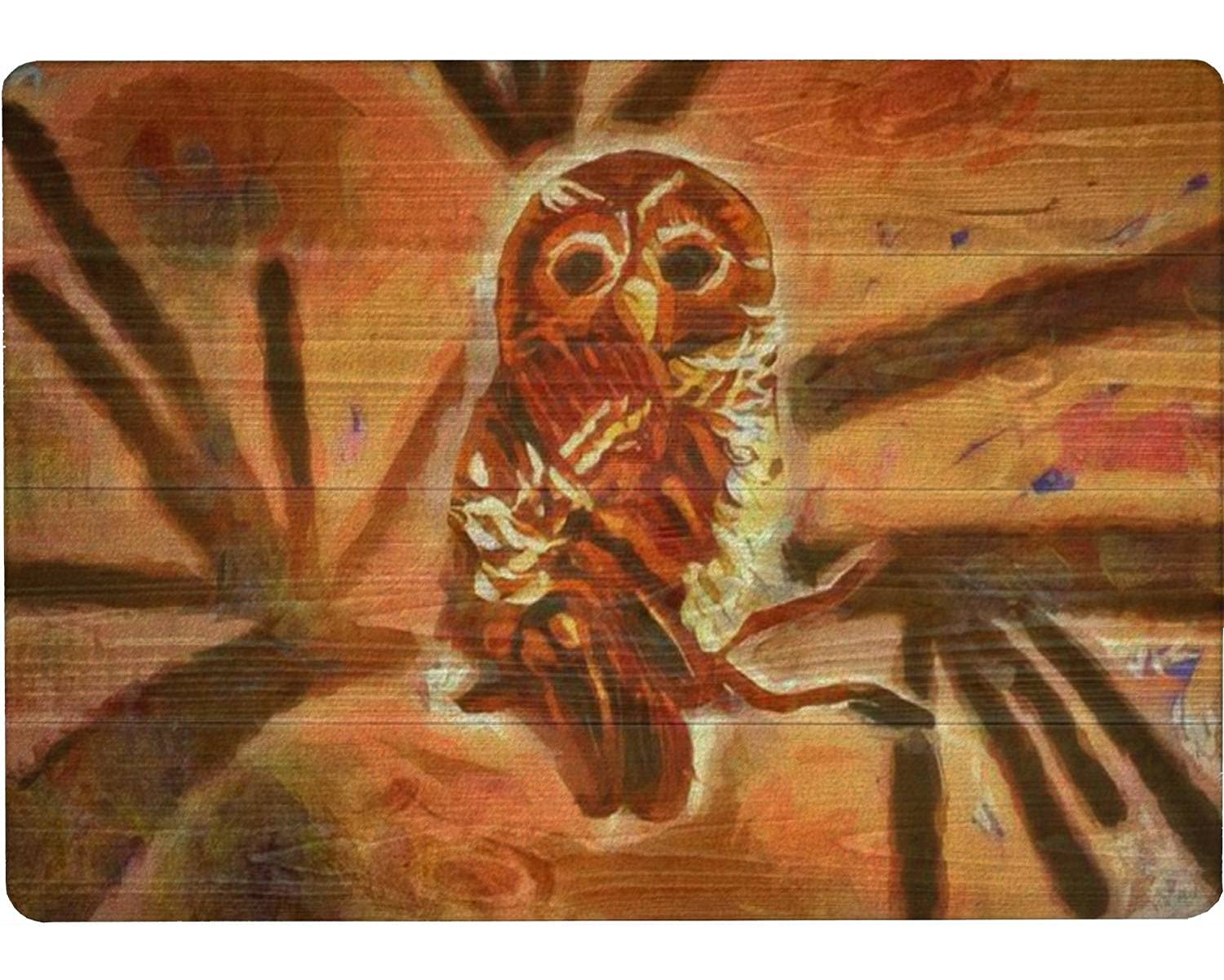 Premium Non-Slip Tempered Glass Cutting Board with Owl & Bird Abstract Art - 15