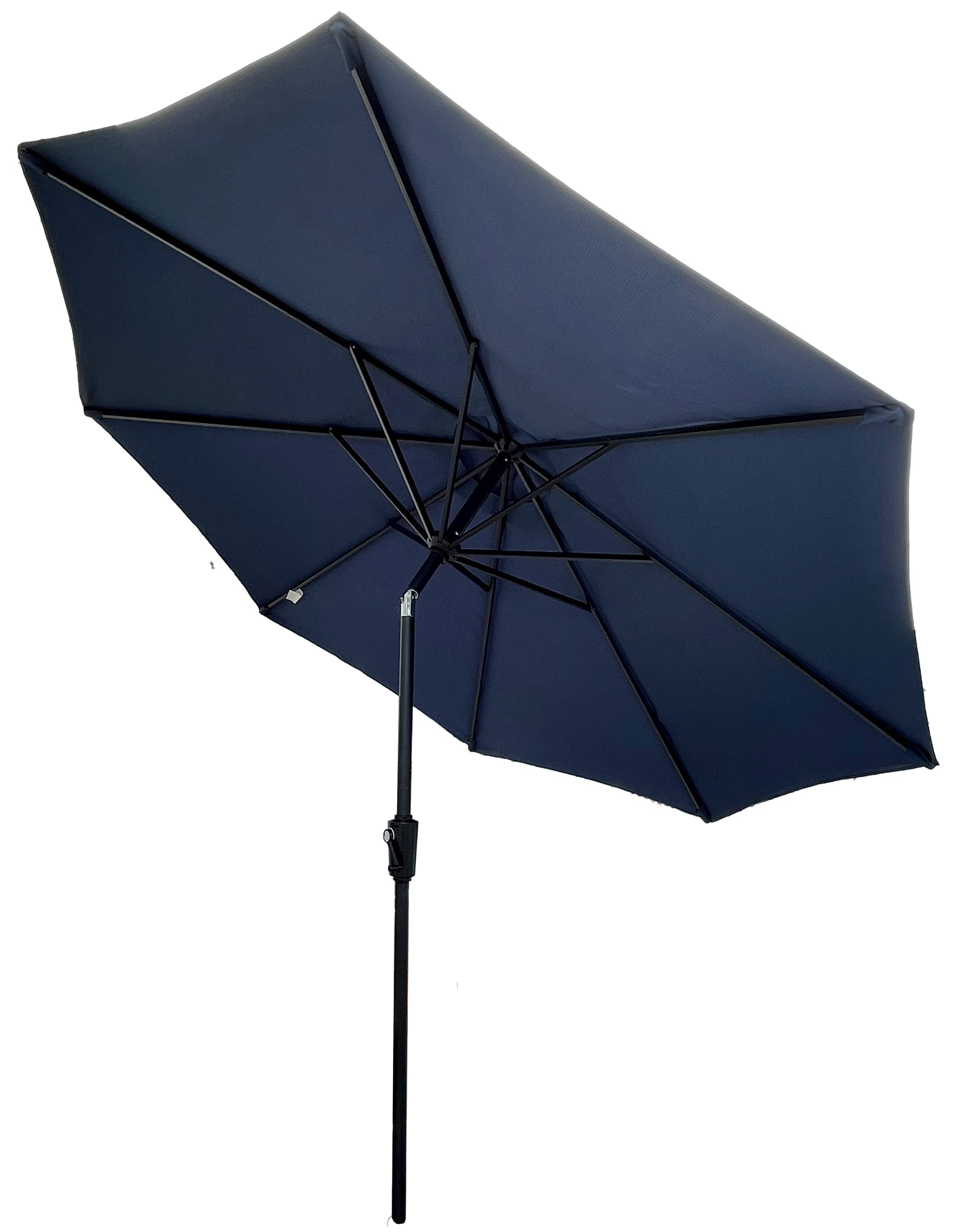 9 Ft Outdoor Patio Umbrella with Teflon Fabric - 8 Sturdy Ribs, Push Button Tilt & Easy Crank Mechanism - Perfect for Garden, Backyard, Poolside & Outdoor Dining Areas - Navy Blue Sun Canopy