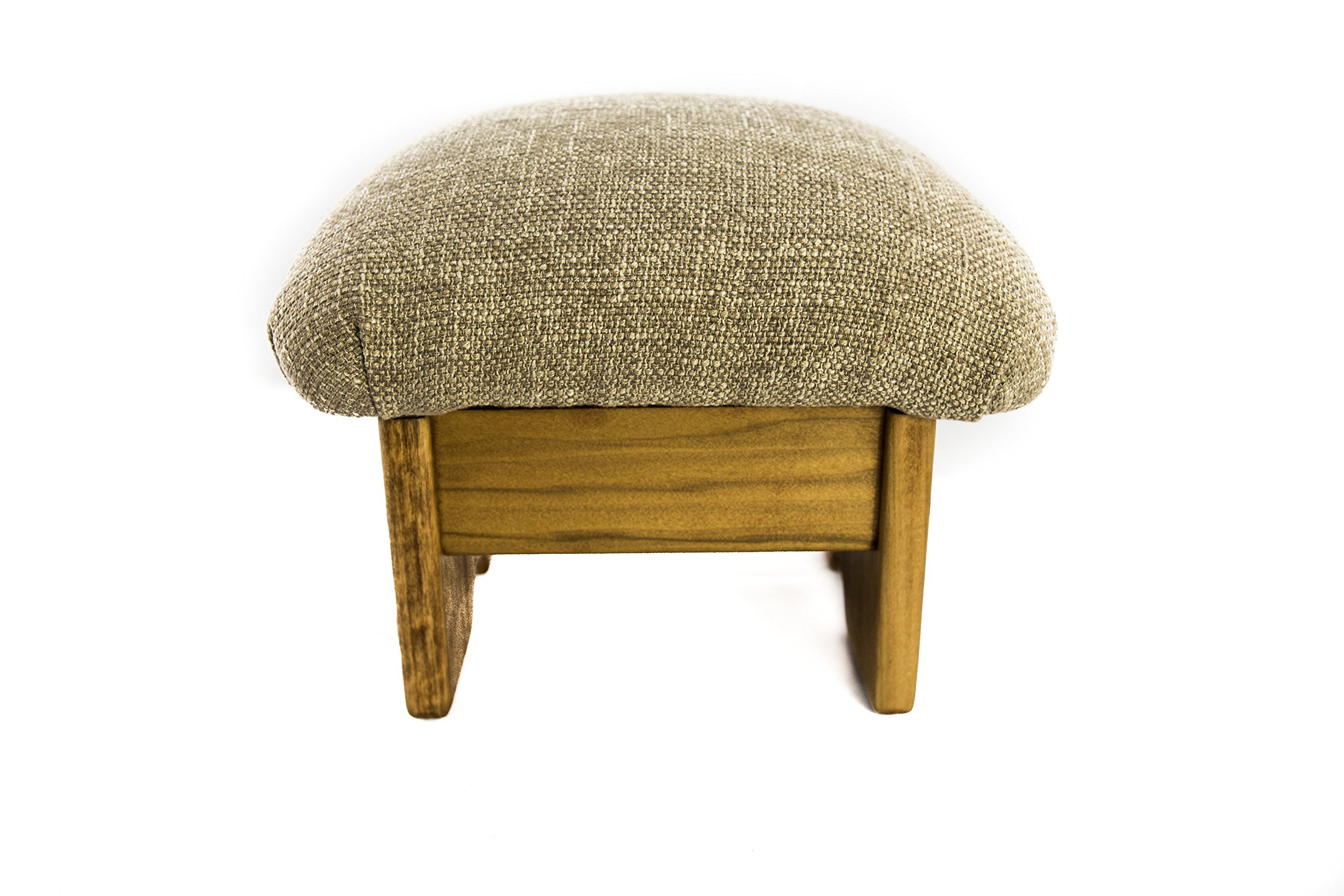 Mini Padded Foot Stool 9 Inch Tall - Made in USA - Desert Sand & Maple Stain - Perfect for Living Room, Bedroom, Office & Nursery Comfort