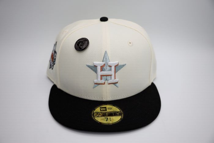 New Era Houston Astros WS22 59Fifty Fitted Cap - Chrome/Black - Official MLB Baseball Hat for Men & Women - Perfect for Games, Collecting & Streetwear Fashion