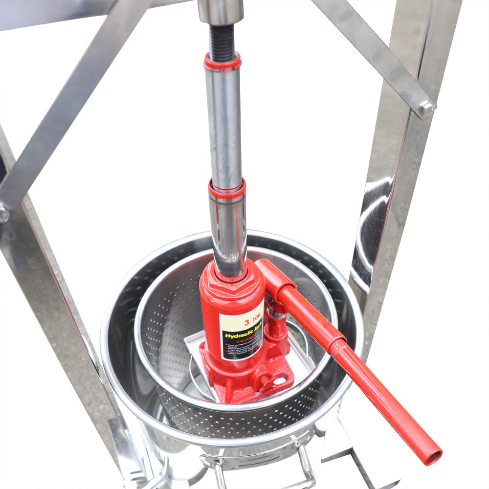 12L Stainless Steel Fruit Wine Press - Manual Cider Maker, Grape Crusher & Juice Extractor for Home Brewing, Beer & Wine Making - Perfect for Apples, Grapes & Berries (Hydraulic Jack Included)