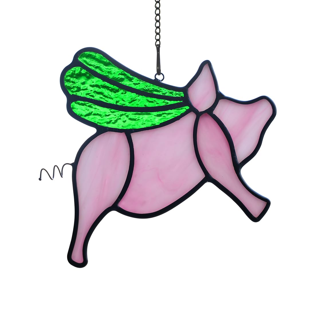 BOXCASA Flying Pig Stained Glass Window Hanging Decor - Cute Pig Sun Catcher for Indoor Windows, Funny Piggy Ornament - Lucky Animal Gift for Pig Lovers, Kids, Girls, Women & Moms (Perfect for Birthday Gifts, Home Decor, Nursery Room & Office Windows)