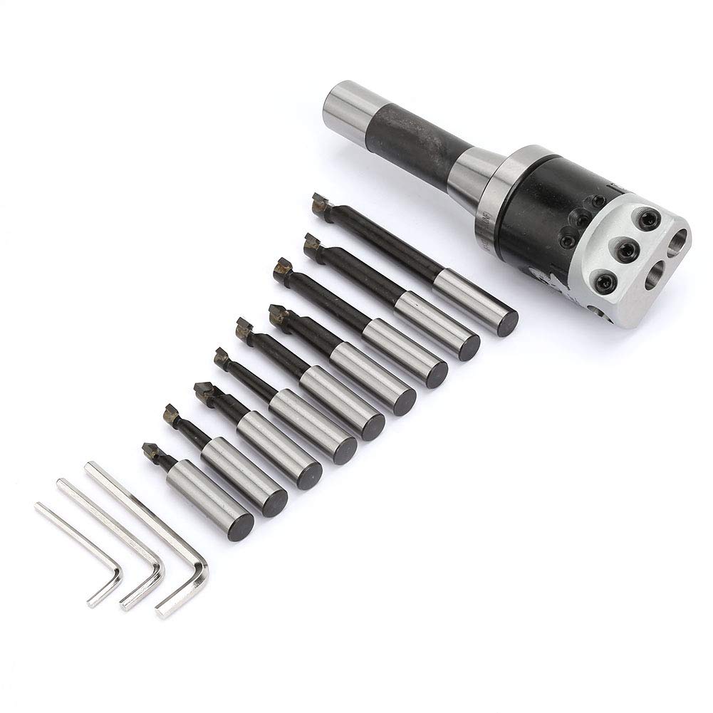 13Pcs Boring Head Set with R8 Boring Bars - High Carbon Steel Milling Machine Accessories for CNC Lathe Processing | Perfect for Metalworking, Woodworking & Precision Drilling Operations
