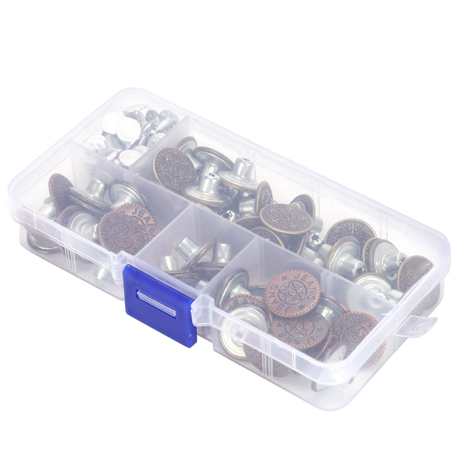 Premium Iron-On Buttons with Storage Case - 2 Pack for Pants, Shirts & Clothing - Perfect for DIY Repairs, Fashion Customization & Wardrobe Organization
