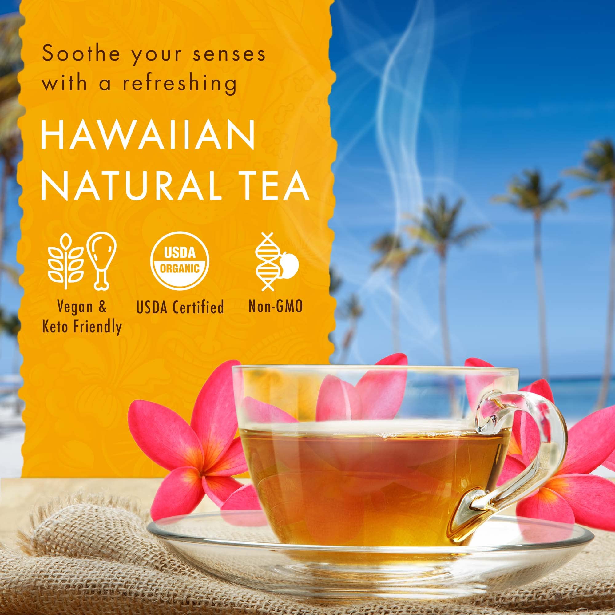 Hawaiian Natural Organic Tropical Fruit Tea Sampler - Green, Black & White Tea Blends with Exotic Fruits | 48 Tea Bags | Perfect Gift Box for Holidays, Birthdays & Special Occasions | Relaxing Afternoon Tea or Refreshing Iced Beverage