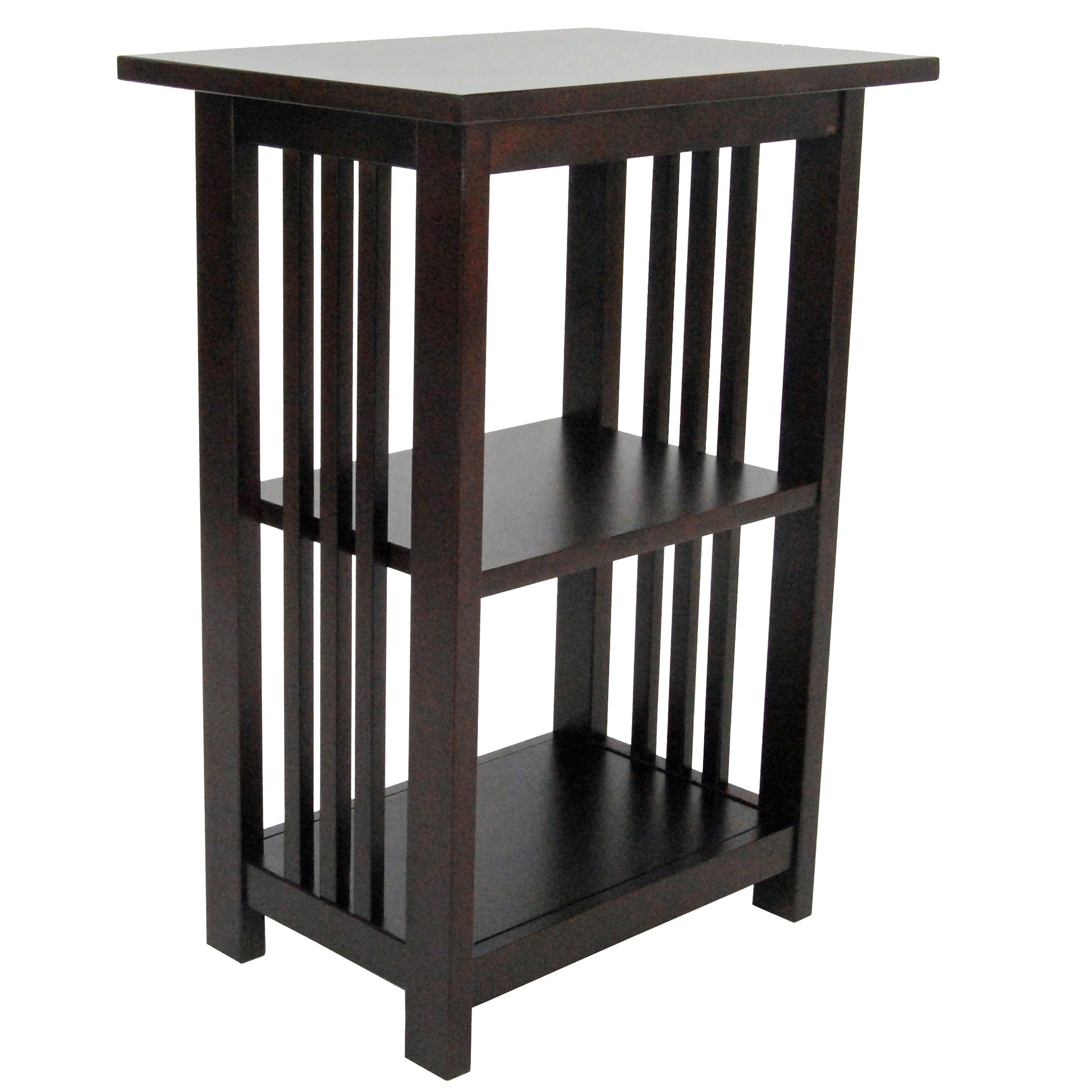 Alaterre Mission End Table - Espresso Finish Small Side Table for Living Room, Bedroom & Office - Compact Nightstand with Storage Shelf