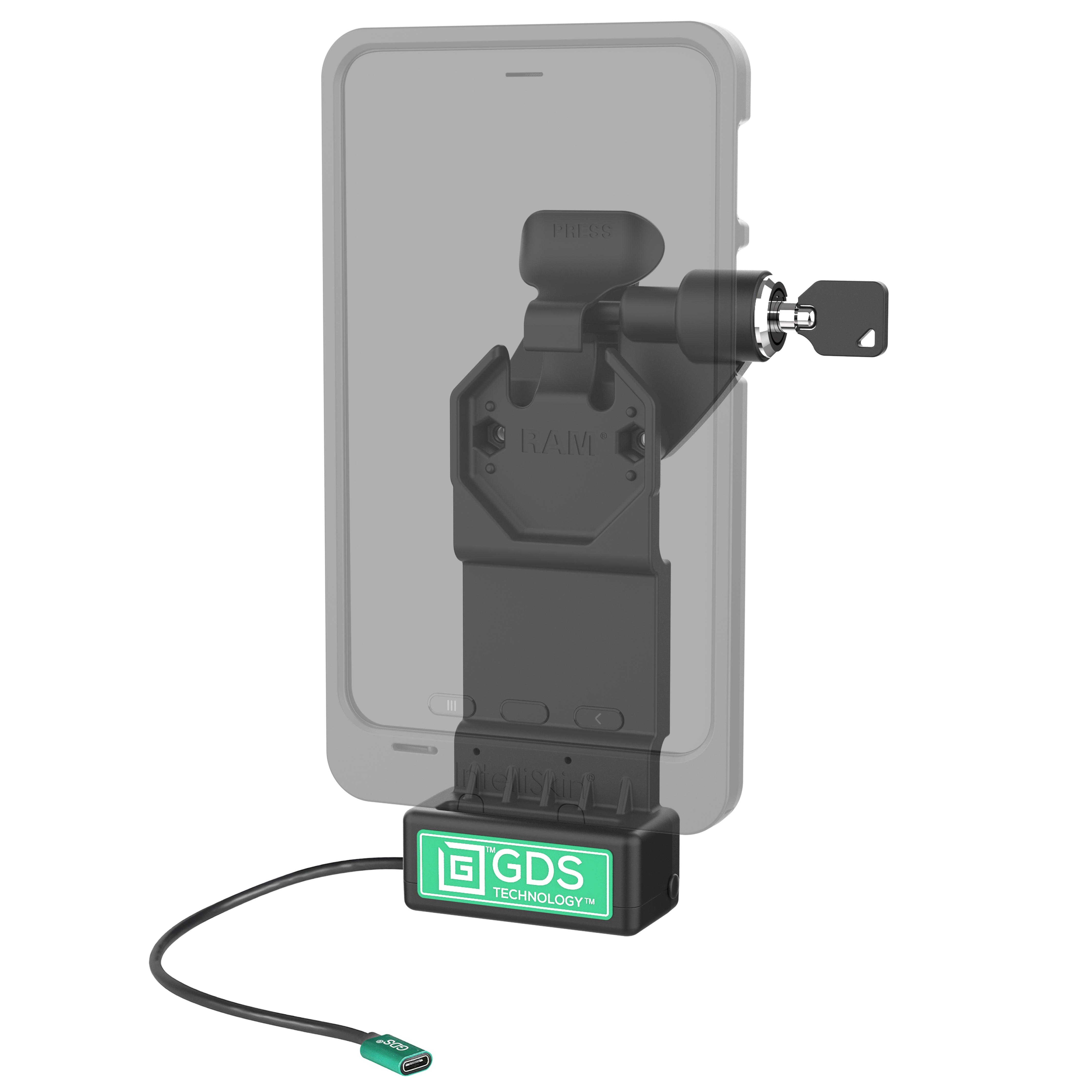 GDS® Uni Conn™ Right Locking Powered Dock (RAM GDS DOCKLR U1CPU) - Secure Charging Station for Laptops & Mobile Devices - Ideal for Office, Home & Travel Use