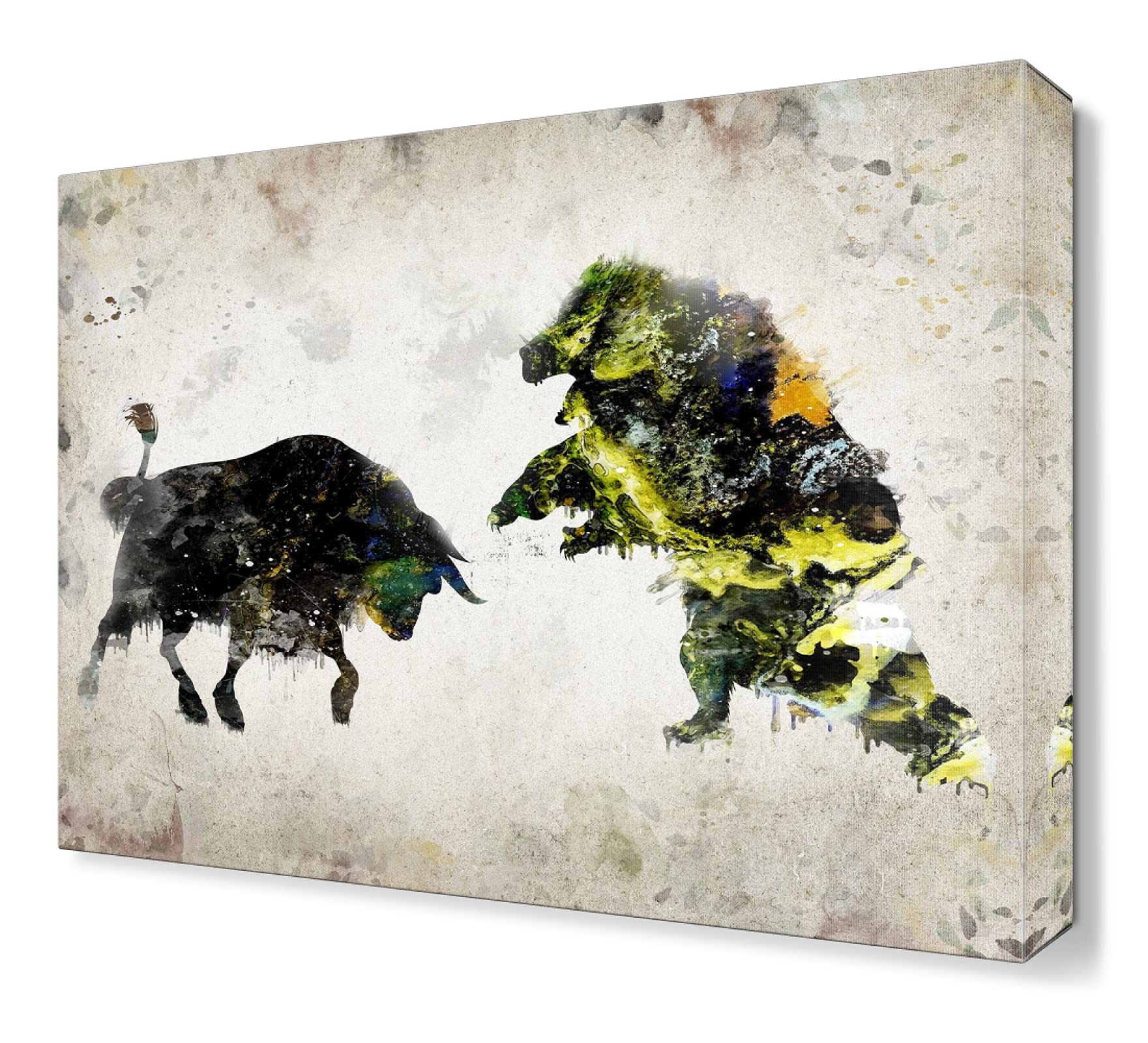 Premium Framed Bull and Bear Canvas Wall Art - 60x80cm (24x32in) Business Office Decor, Animal Art Print for Bedroom, Living Room & Home - Perfect for Wall Decor, Gifts & Investment Themed Spaces