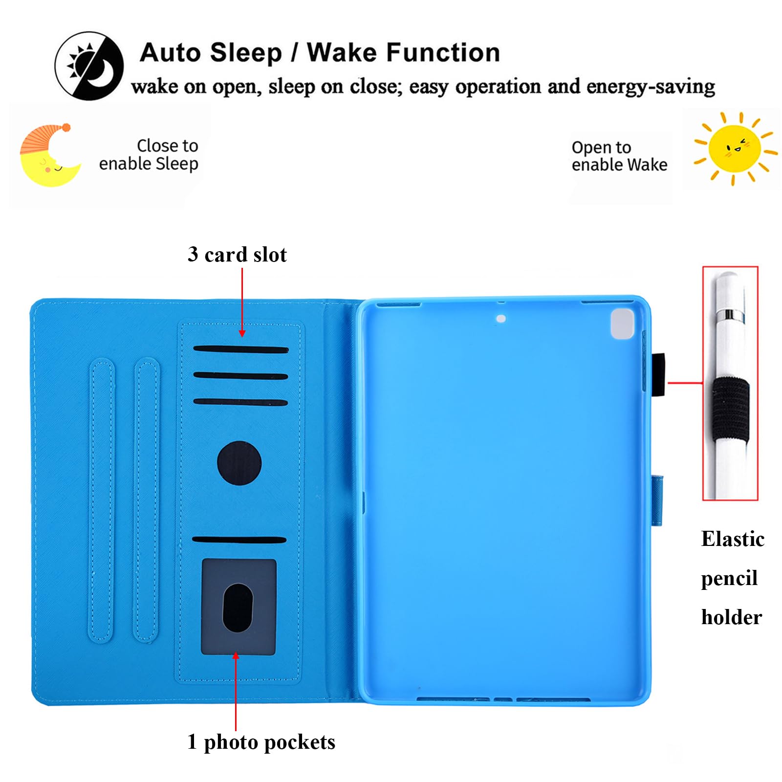 Premium iPad Case 10.2 inch for iPad 9th/8th/7th Gen (2021/2020/2019) & iPad Air 3 10.5 inch & iPad Pro 10.5 2017 - Smart Stand Cover with Pencil Holder, Auto Wake/Sleep, Cute Panda Design - Perfect for Work, School & Travel Protection