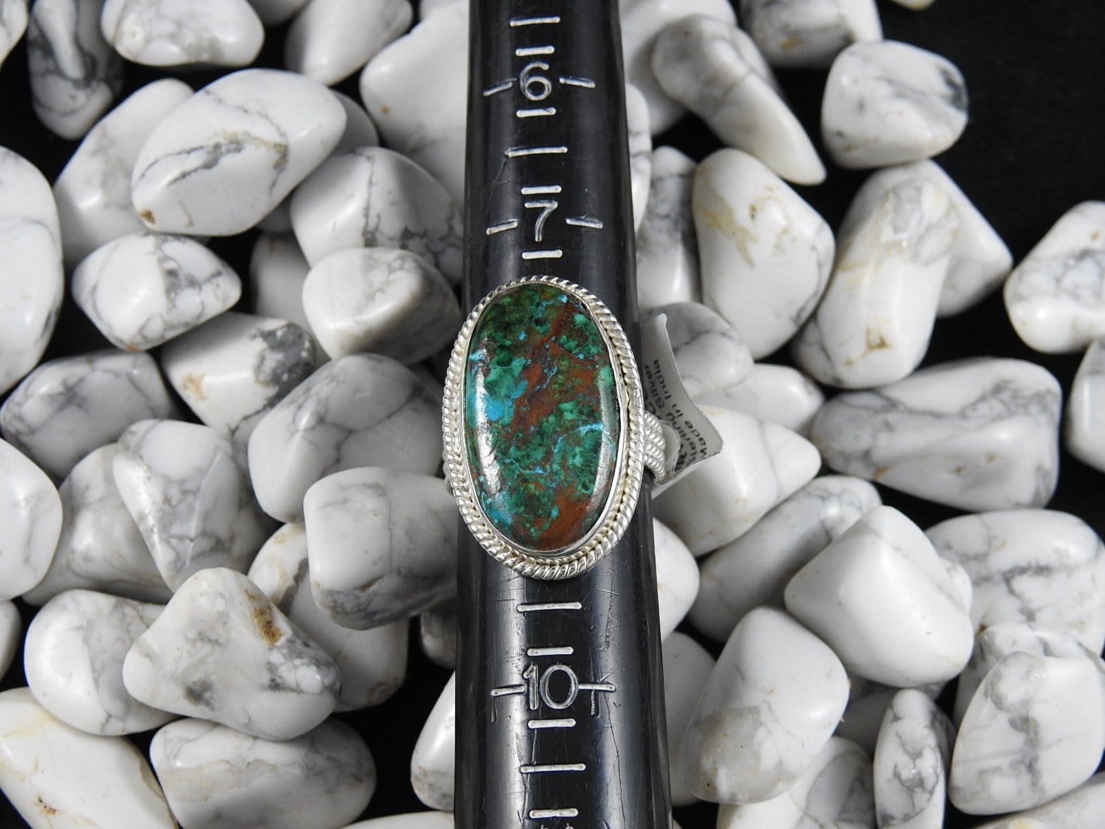 Chrysocolla Sterling Silver Ring for Women - Size 8.5 - Handmade Gemstone Jewelry - Perfect for Everyday Wear, Gifts & Special Occasions