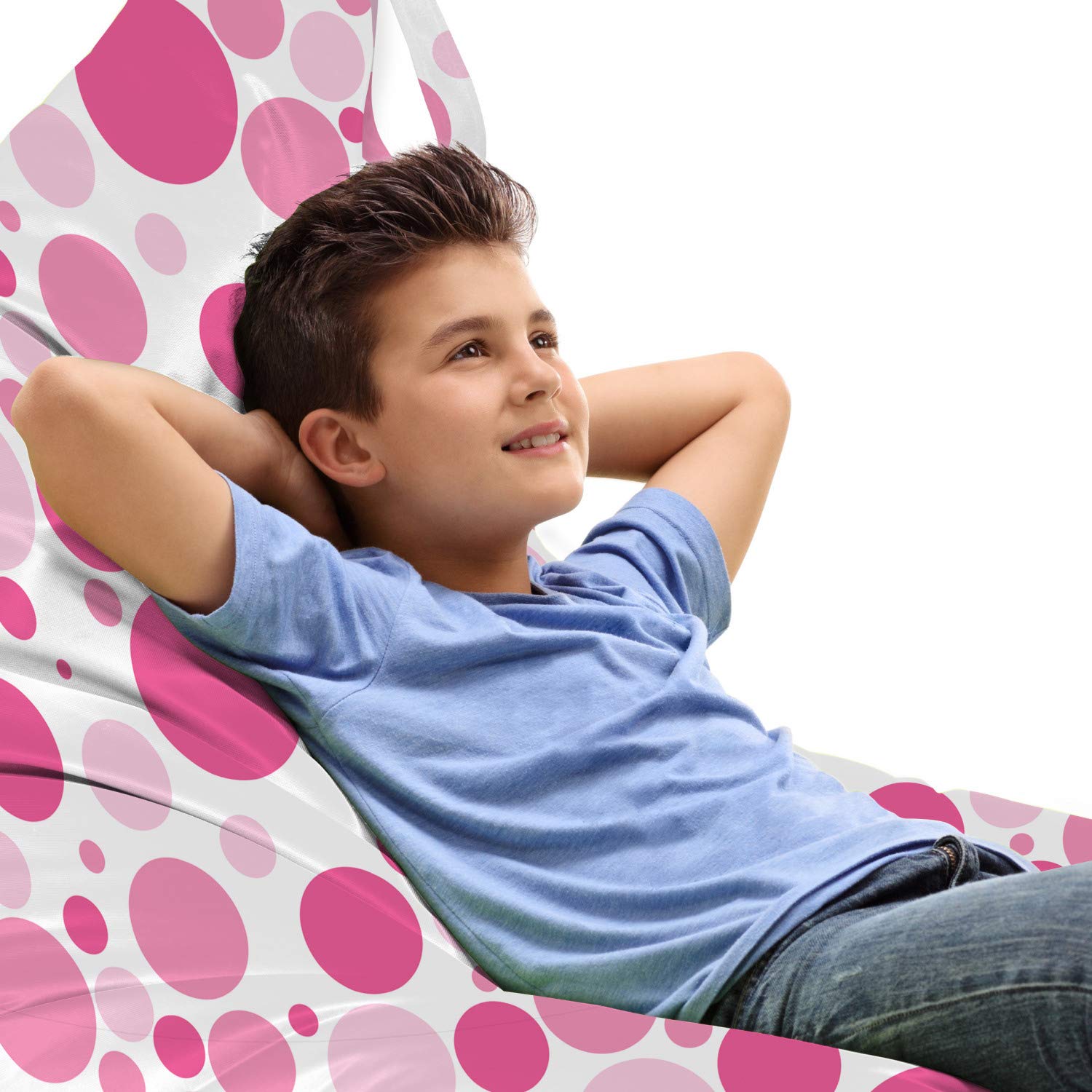 Ambesonne Pink Polka Dots Lounger Chair Bag - Large Capacity Storage with Handle, Monochrome Circle Print on Plain Background (Pale Pink/White) - Perfect for Beach, Picnic, Camping & Home Organization