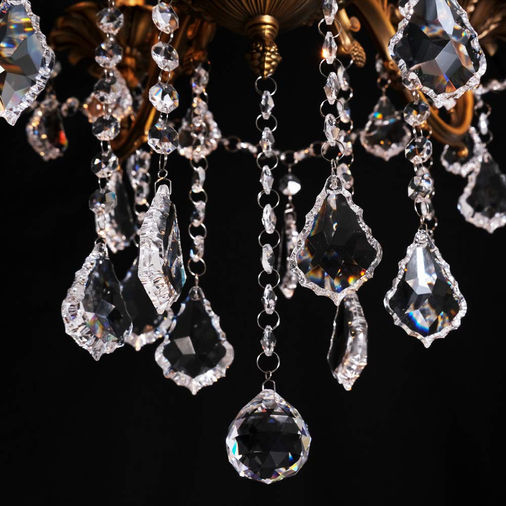 Crystal Chandeliers Modern 8-Light Candle Pendant Ceiling Light Fixture - Elegant Island Lighting for Dining Room, Living Room, Kitchen, Bedroom, Hallway & Entryway (D27.6) | Perfect for Home Decor, Wedding Venues & Luxury Interior Design