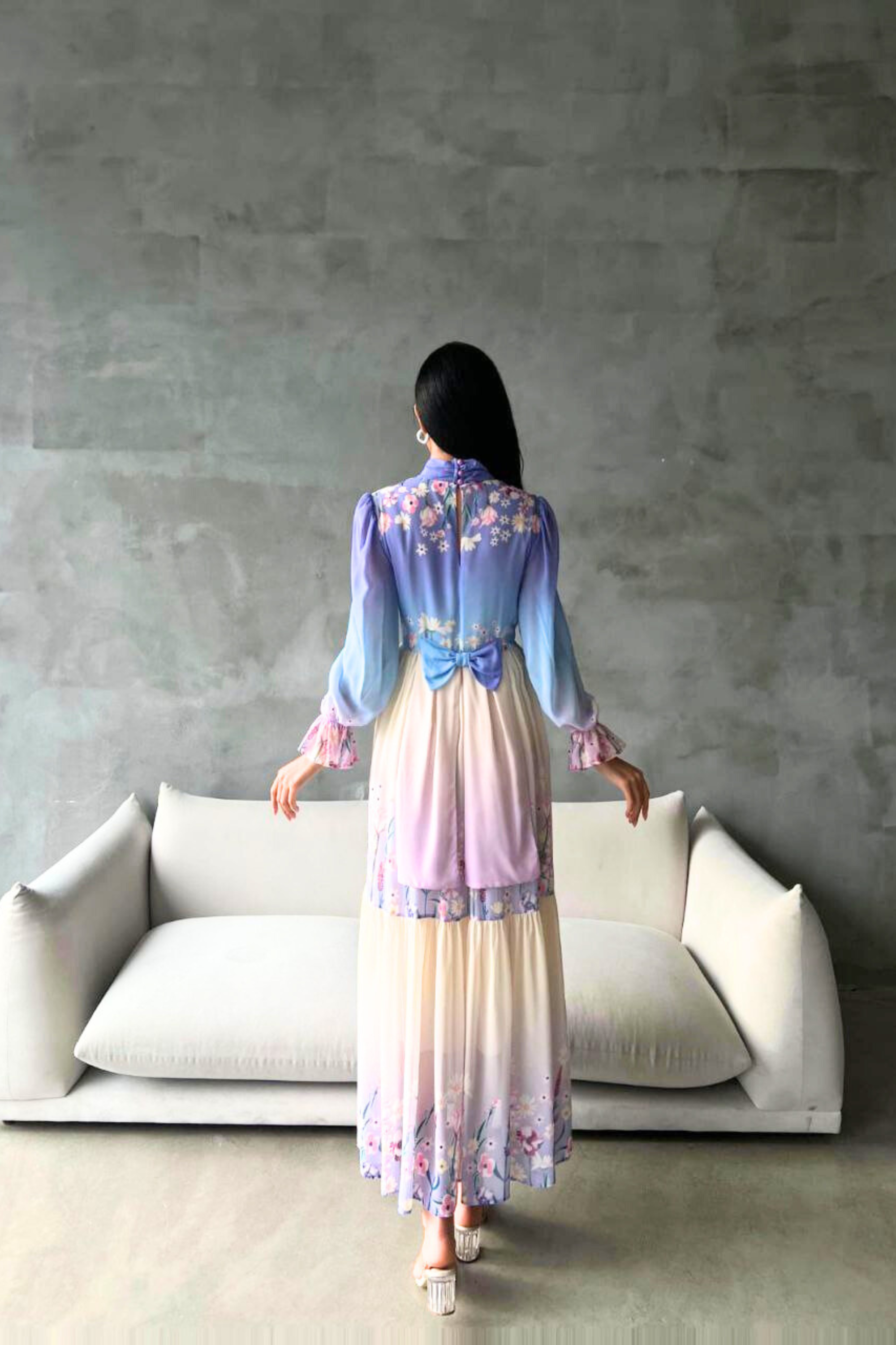 Elegant Floral Print Long Sleeve Maxi Dress for Women | Perfect for Garden Parties, Weddings & Spring Occasions