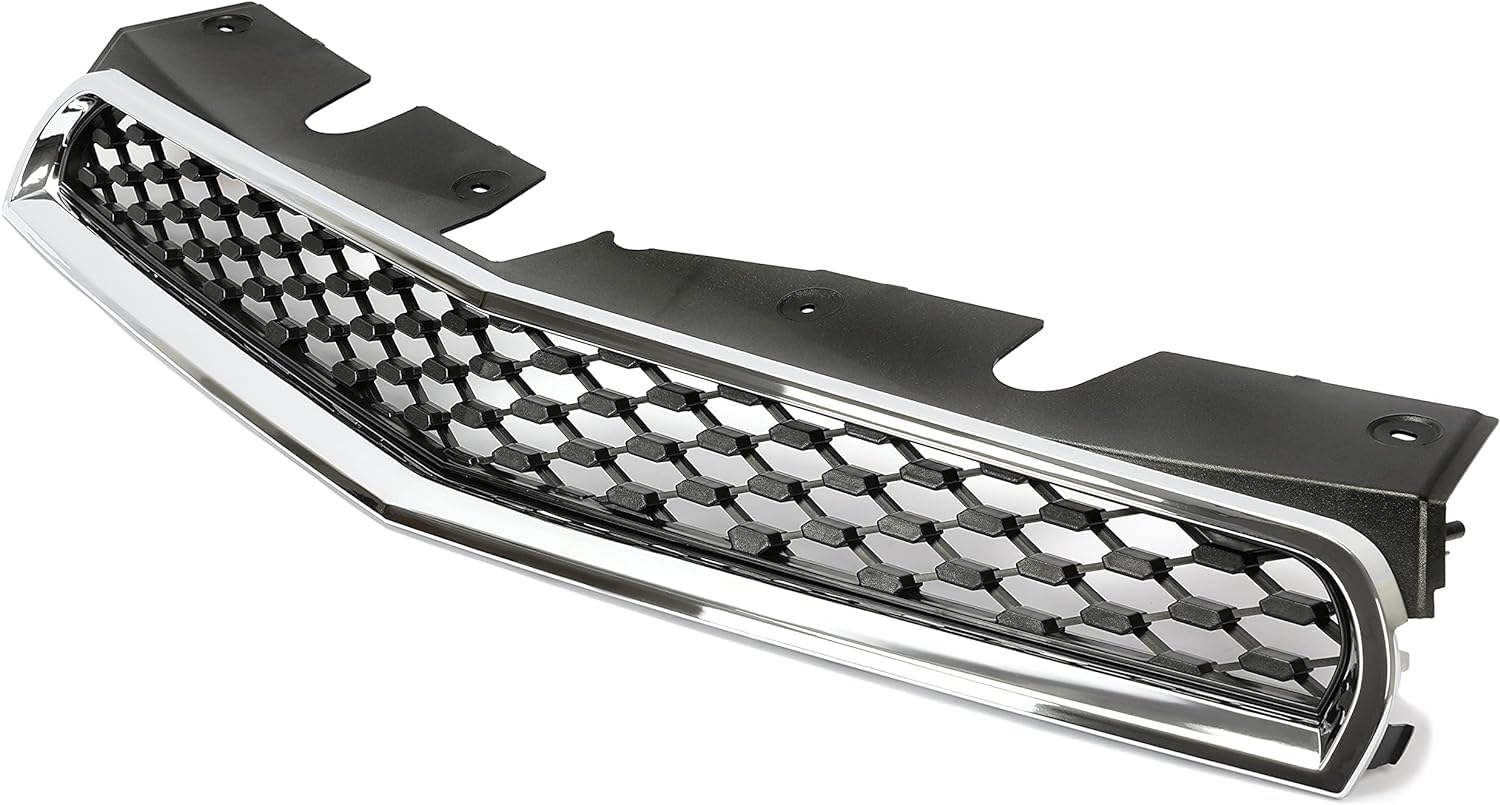 KUAFU Front Upper Grille Compatible with 2010-2015 Chevy Chevrolet Equinox - Replacement for 25798744 & GM1200622 - Black Chrome Grill - Perfect for Car Upgrades & Auto Body Repair
