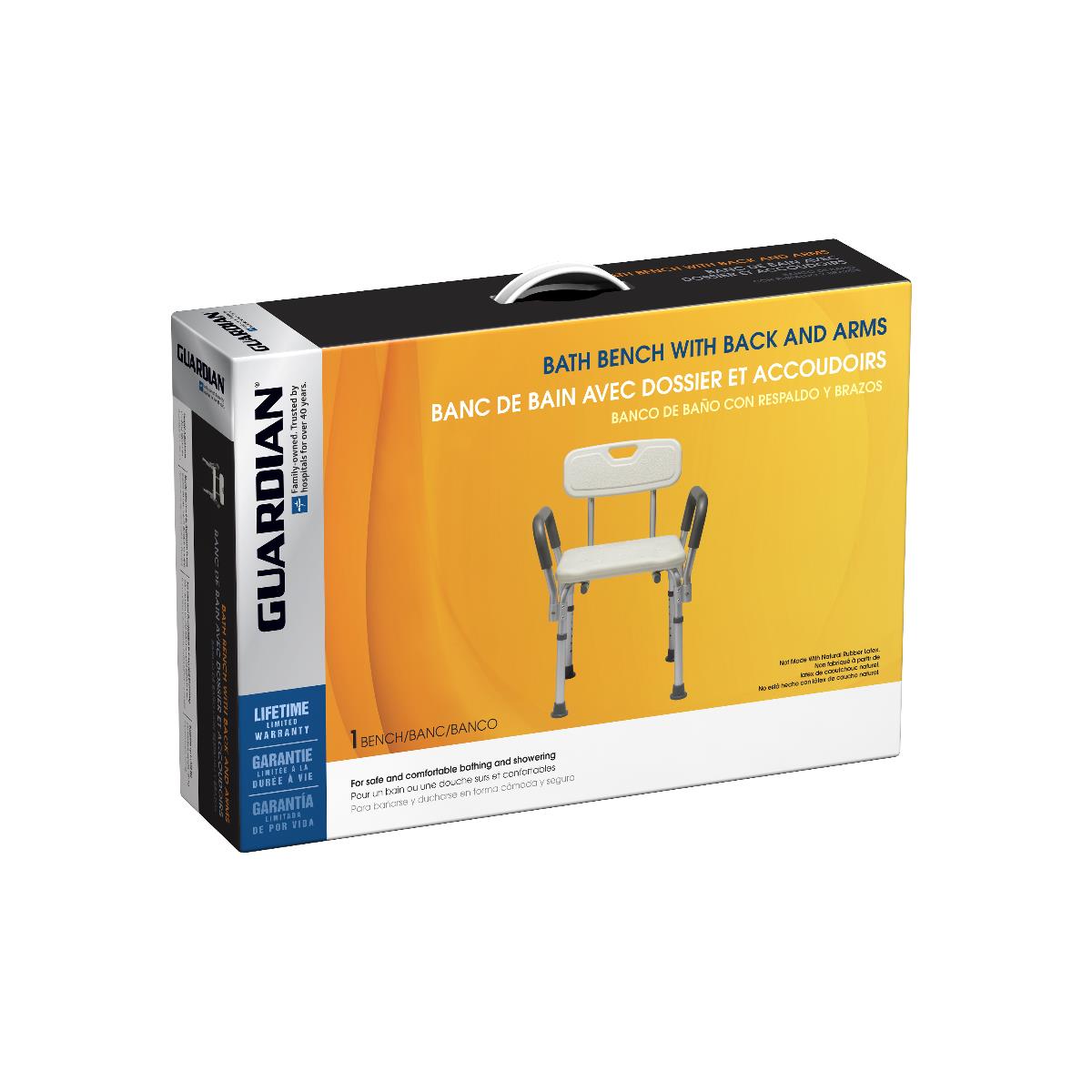 Medline Shower Chair with Arms and Back Support - Sturdy Bath Seat for Elderly & Disabled - Non-Slip Bathroom Safety Chair for Seniors & Handicapped (Use in Showers, Bathtubs & Wet Rooms)