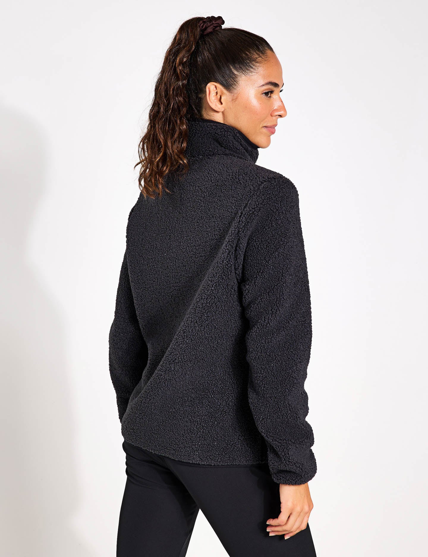 High Curl Jacket for Women - Stylish Black Winter Coat with Stand Collar | Warm Windproof Outerwear for Cold Weather, Hiking & Outdoor Activities
