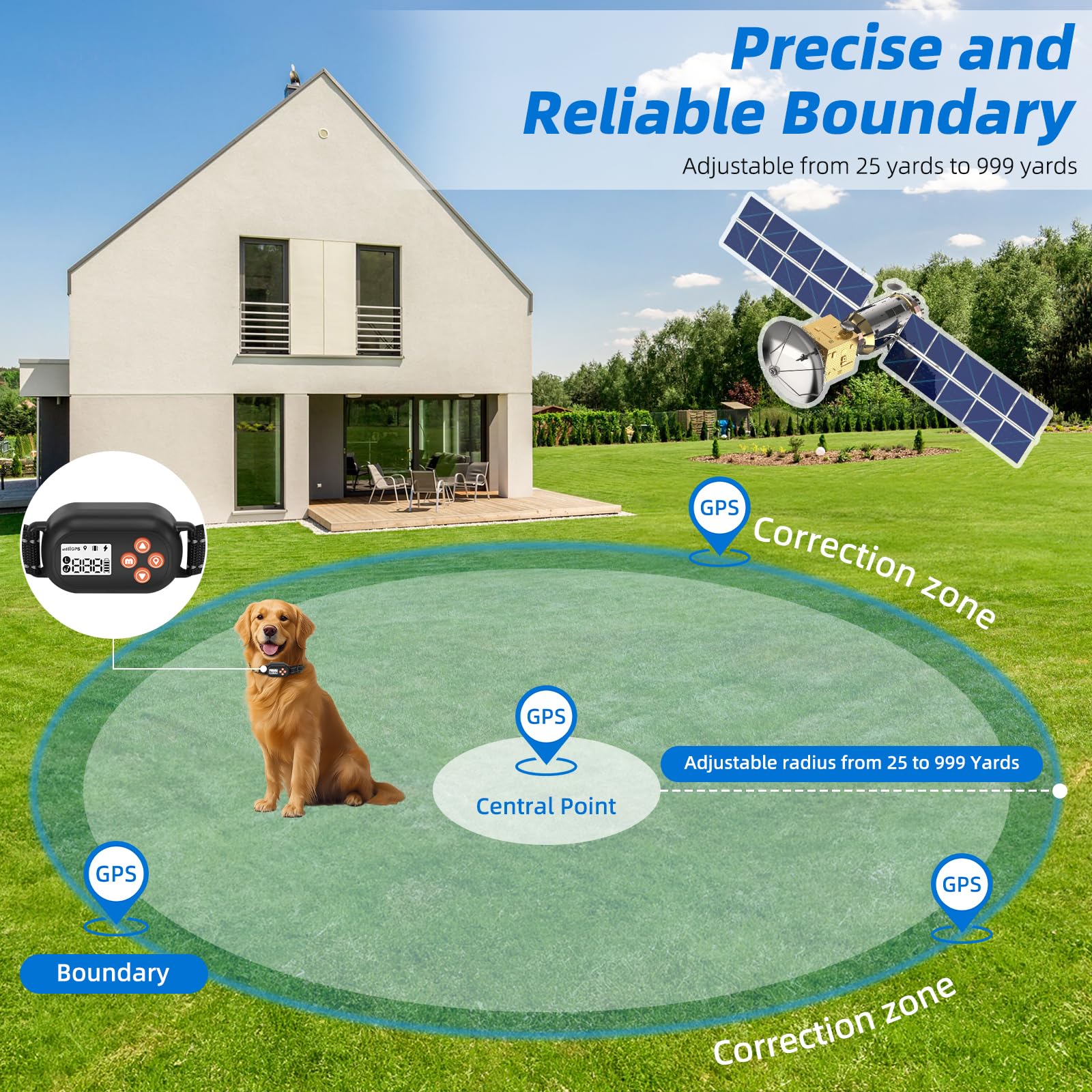 **Wireless GPS Dog Fence - Electric Pet Containment System with IPX6 Waterproof & Rechargeable Collar - Beep, Vibration & Shock Modes for Dogs Over 10 lbs - Perfect for Backyard, Training & Outdoor Safety**