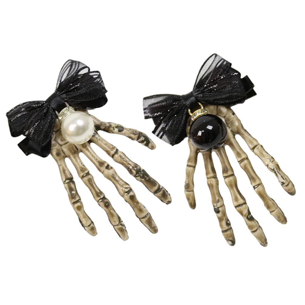 FOMIYES 2-Piece Skeleton Bone Hair Clips - Rhinestone Halloween Hair Barrettes for Women & Girls | Perfect for Halloween Costumes, Cosplay, and Spooky Party Accessories