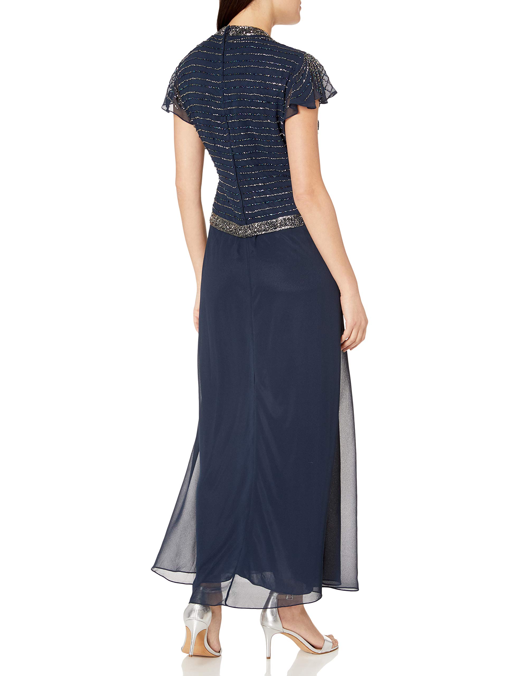 J Kara Women's Plus Size Beaded Flutter Sleeve Dress - Elegant Boho Maxi Dress for Weddings, Parties & Special Occasions