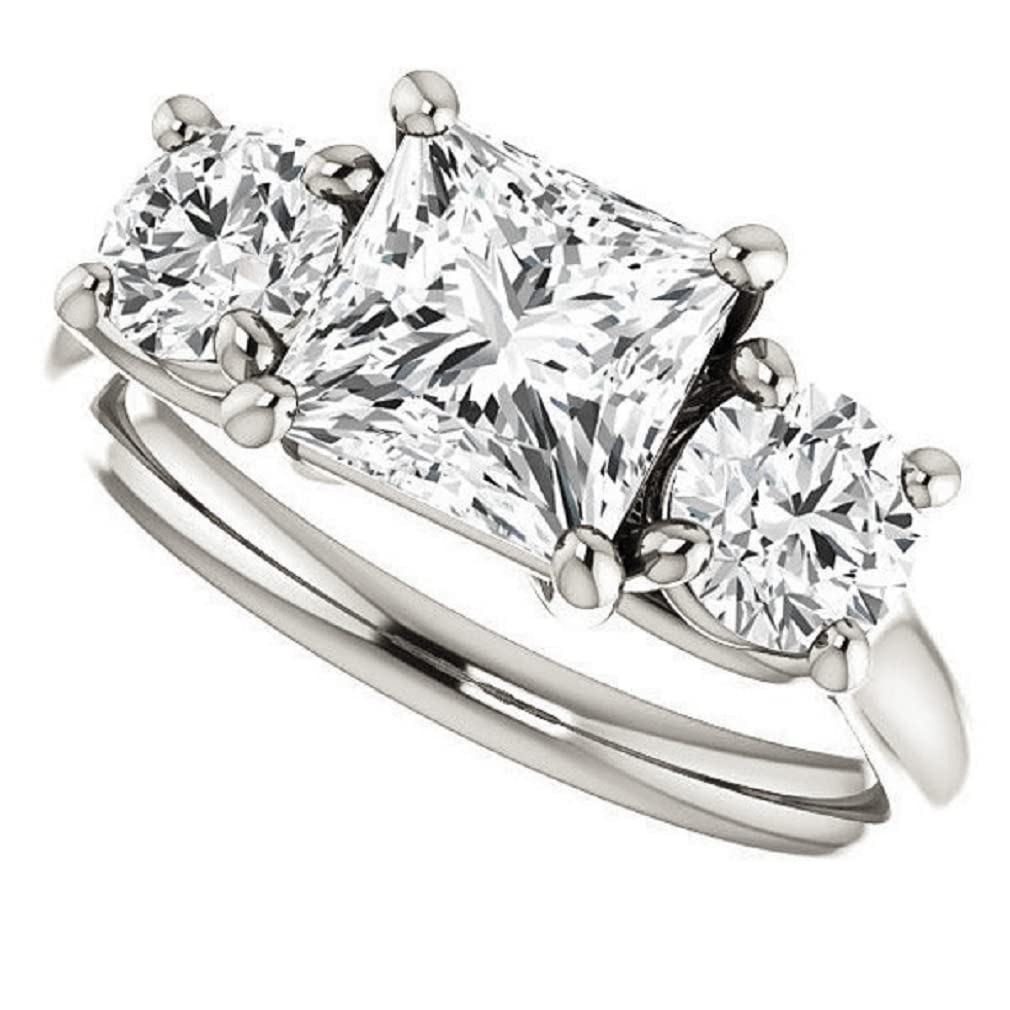 10K Solid White Gold Handmade Engagement Ring with 2.0 CT Princess Cut Moissanite - Solitaire Wedding Band for Women, Bridal Jewelry Set - Perfect for Proposals, Anniversaries & Special Occasions