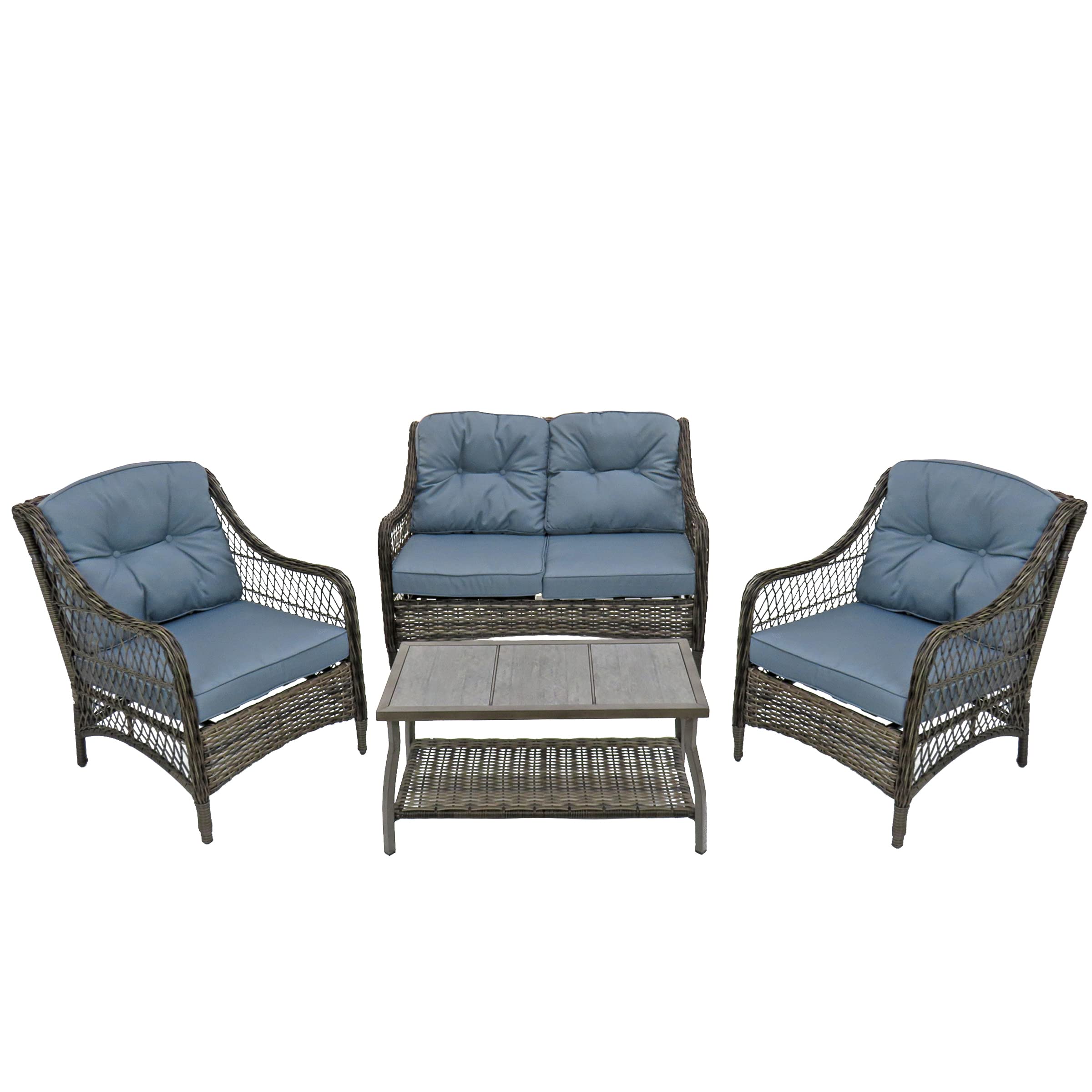 Premium Black Outdoor Furniture Set SV42-SS0363-4P - Patio, Garden & Backyard Dining - Weather-Resistant 4-Piece Seating for Relaxing & Entertaining