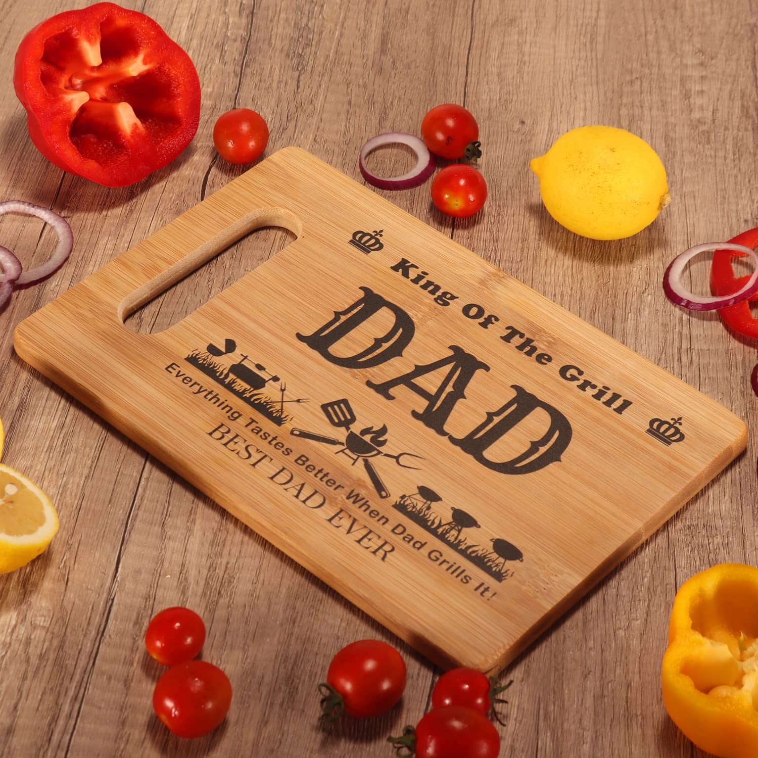 Premium BBQ Cutting Board for Grilling - Best Father's Day Gift for Dad, King of the Grill - Perfect for Outdoor Cooking, Backyard BBQs & Meat Carving
