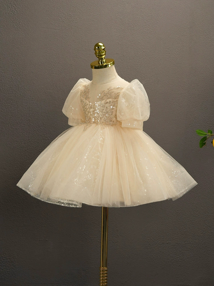 White Princess Sweetheart Tea Length Tulle Flower Girl Dress - Perfect for Weddings, Baptisms & Special Occasions
