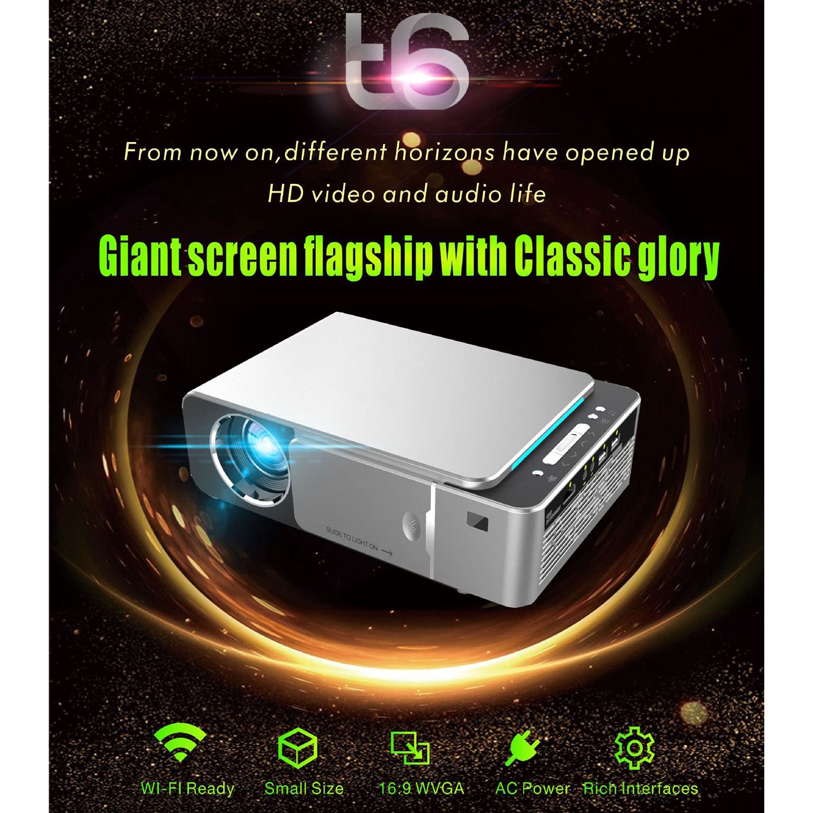 CYLZRCl WiFi Bluetooth Projector - Portable Android Smart Mini Theater, HD LED Home Projector for Movies & Gaming | Wireless Streaming, Phone Screen Mirroring | Perfect for Home Cinema, Outdoor Camping & Office Presentations