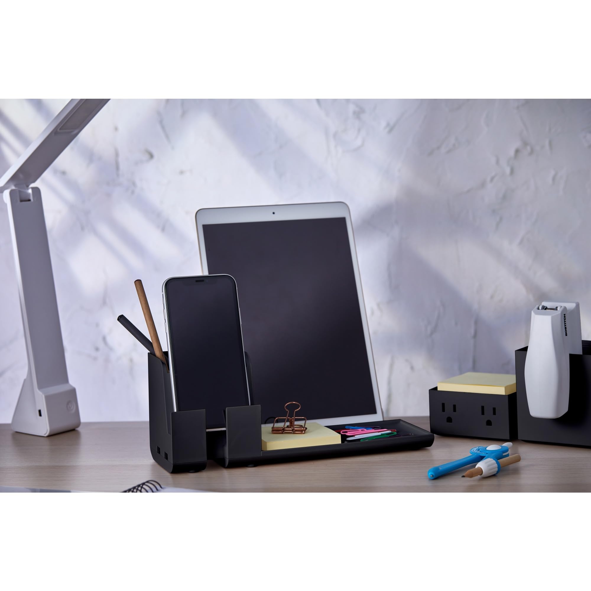 Bostitch USB Charging Station - Phone Stand for Desk, Black | Office & Home Use