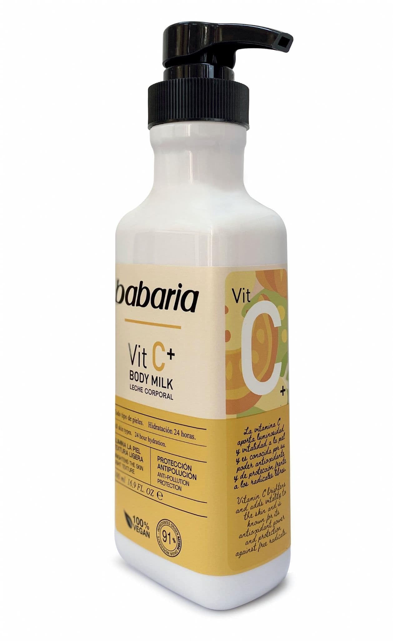 Babaria Brightening Vitamin C Body Milk 500ml - Hydrating & Illuminating Lotion for Glowing Skin - Perfect for Daily Moisturizing & Skin Radiance Boost