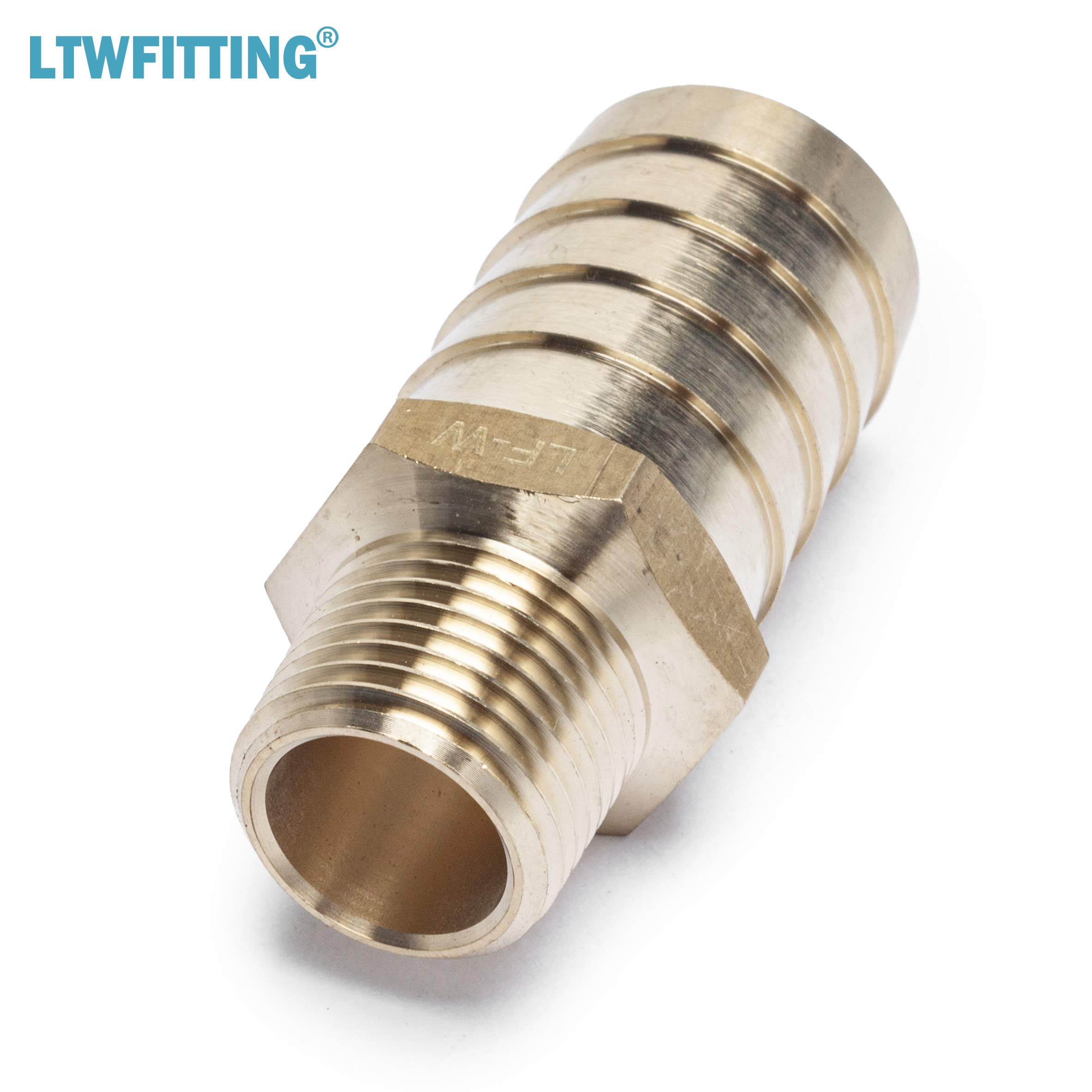 LTWFITTING Lead-Free Brass Barbed Fitting Coupler Connector - 1