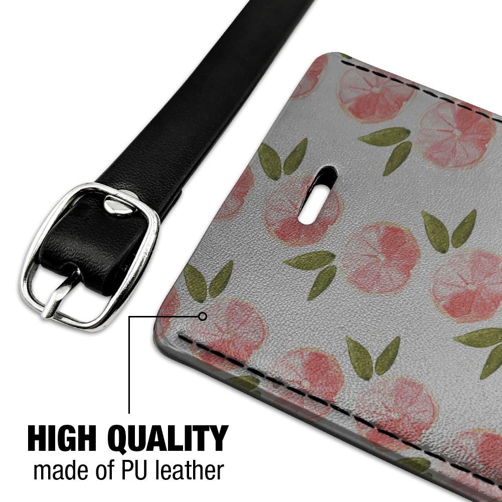 Pink Grapefruit Leather Luggage Tag - Rectangle Suitcase ID Card Holder for Carry-On Bags - Perfect for Travel, Business Trips & Vacation Identification