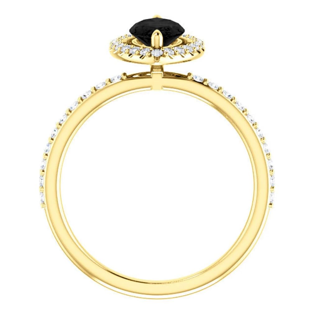 1CT-3CT Marquise Cut Black Diamond Engagement Ring with Halo Black Onyx - 925 Silver/10K/14K/18K Gold (Yellow, 2.5 CT) - Perfect for Women's Anniversary, Promise Gifts & Special Occasions